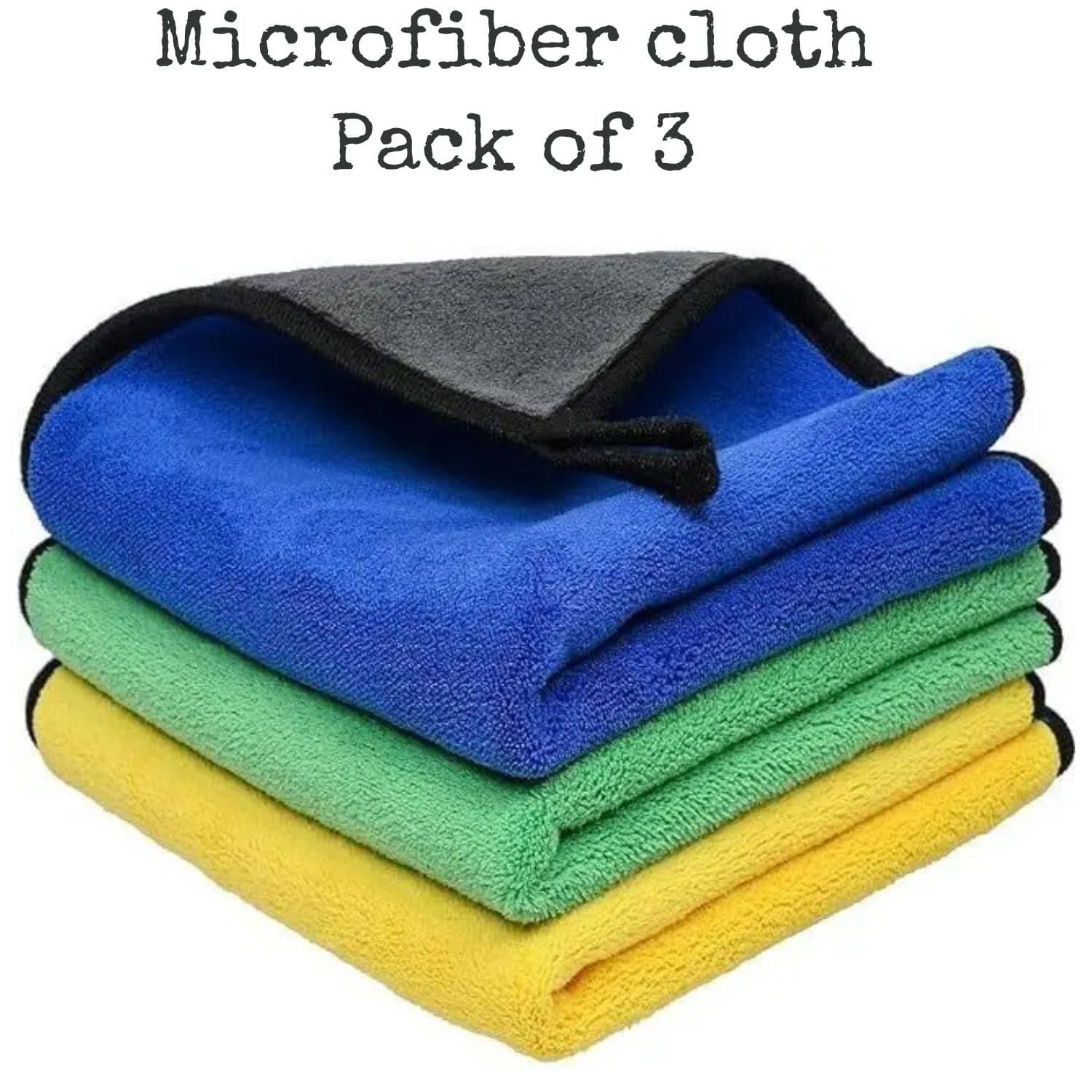     			Microfiber Cloth 800 Gsm - Pack of 3(30X40 cm)-Comes in Random Colours, Multi-Purpose cleaning cloth/Towel, microfiber towels for cars, car cleaning cloth, car washing cloth, drying towel, car towel, car cleaning cloth, glass cleaning cloth