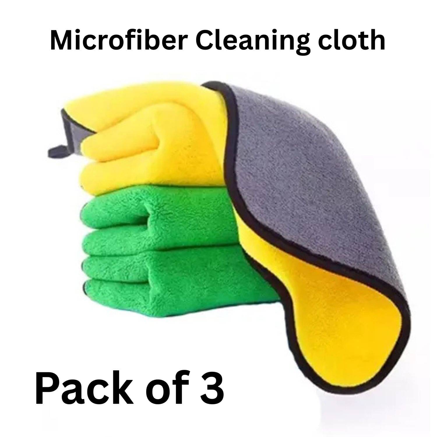     			Microfiber Cloth 800 Gsm - Pack of 3(30X40 cm)-Comes in Random Colours, Multi-Purpose cleaning cloth/Towel, microfiber towels for cars, car cleaning cloth, car washing cloth, drying towel, car towel, car cleaning cloth, glass cleaning cloth