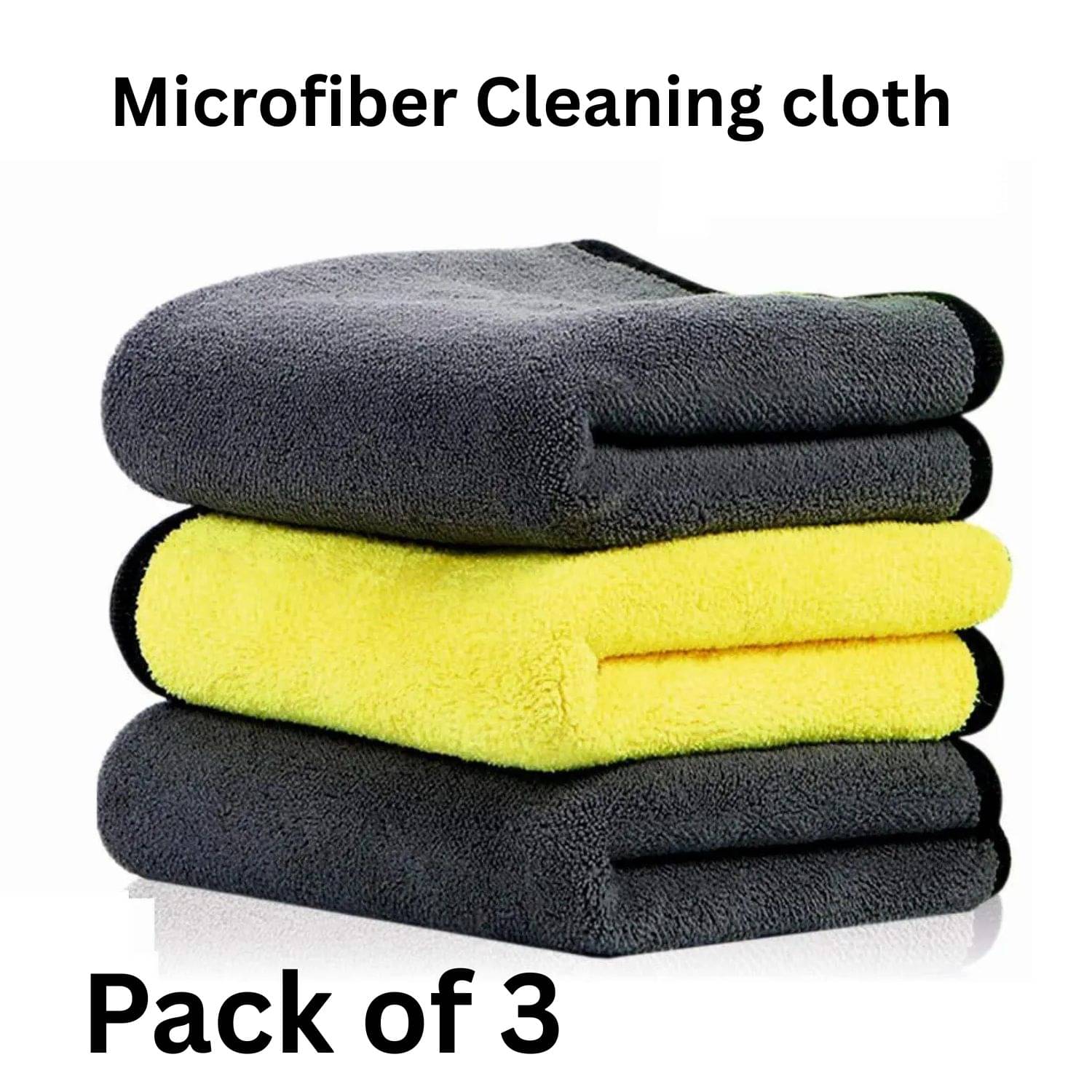     			Microfiber Cloth 800 Gsm - Pack of 3(30X40 cm)-Comes in Random Colours, Multi-Purpose cleaning cloth/Towel, microfiber towels for cars, car cleaning cloth, car washing cloth, drying towel, car towel, car cleaning cloth, glass cleaning cloth