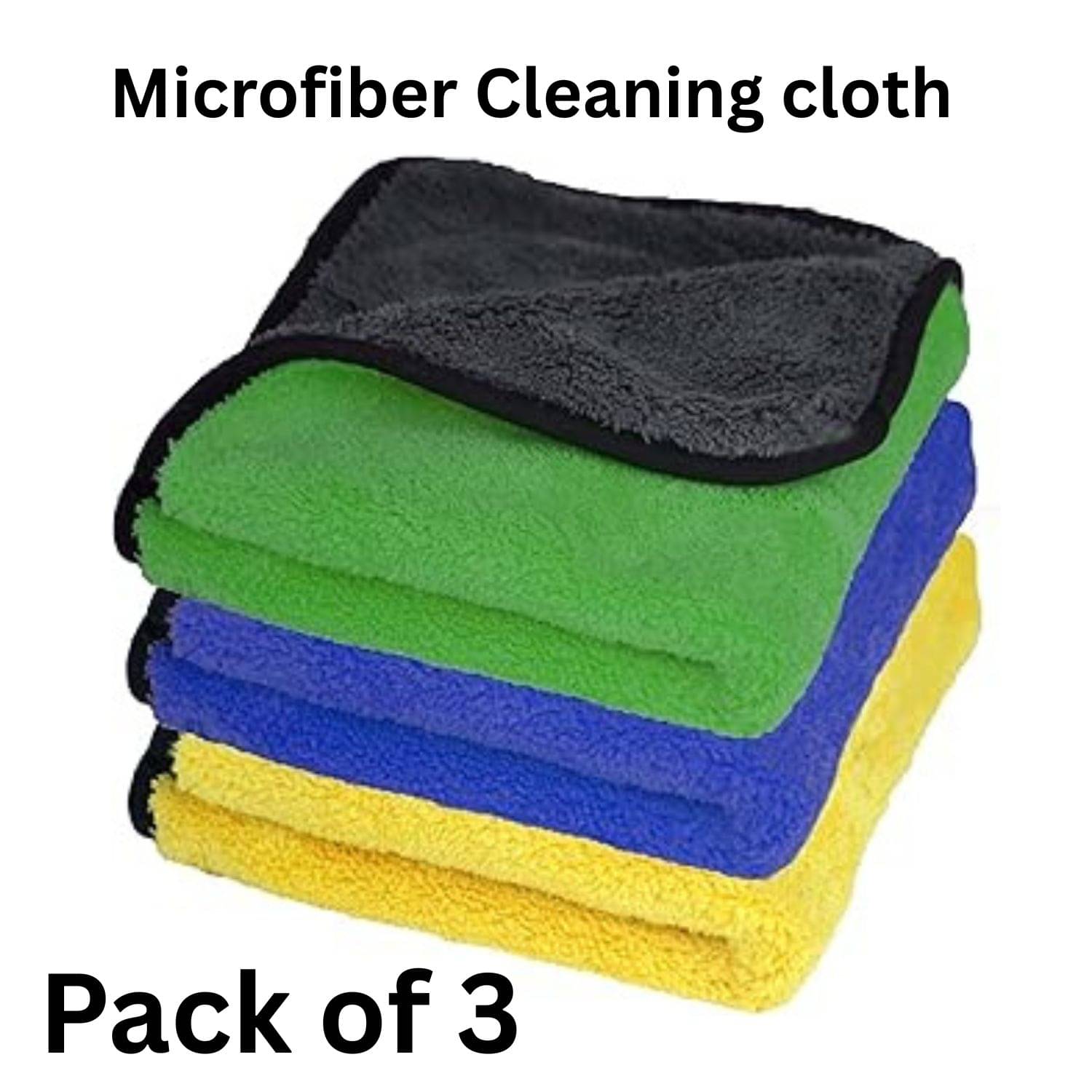     			Microfiber Cloth 800 Gsm - Pack of 3(30X40 cm)-Comes in Random Colours, Multi-Purpose cleaning cloth/Towel, microfiber towels for cars, car cleaning cloth, car washing cloth, drying towel, car towel, car cleaning cloth, glass cleaning cloth