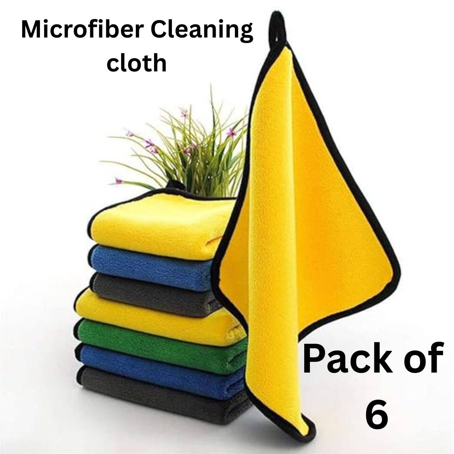     			Microfiber Cloth 800 Gsm - Pack of 3(30X40 cm)-Comes in Random Colours, Multi-Purpose cleaning cloth/Towel, microfiber towels for cars, car cleaning cloth, car washing cloth, drying towel, car towel, car cleaning cloth, glass cleaning cloth