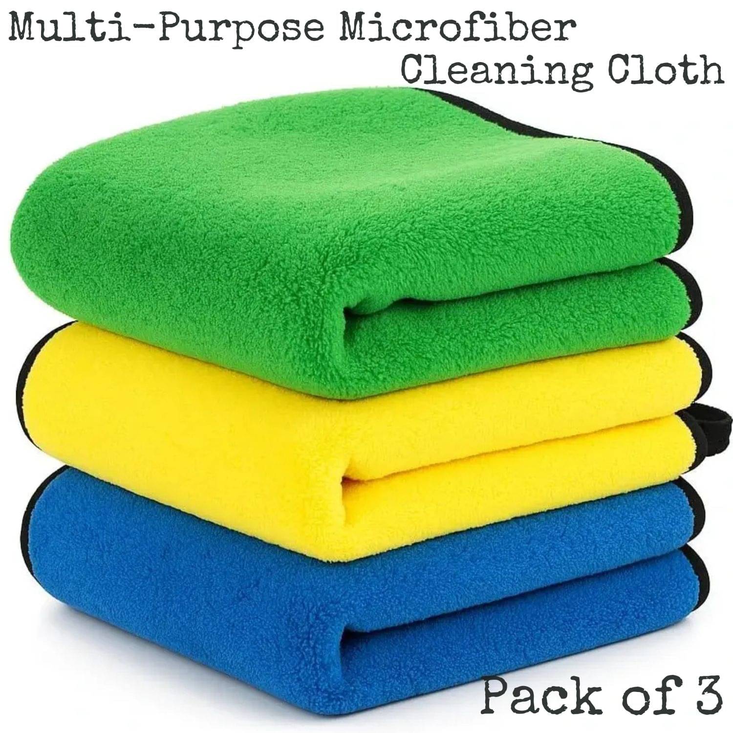     			Microfiber Cloth 800 Gsm - Pack of 3(30X40 cm)-Comes in Random Colours, Multi-Purpose cleaning cloth/Towel, microfiber towels for cars, car cleaning cloth, car washing cloth, drying towel, car towel, car cleaning cloth, glass cleaning cloth