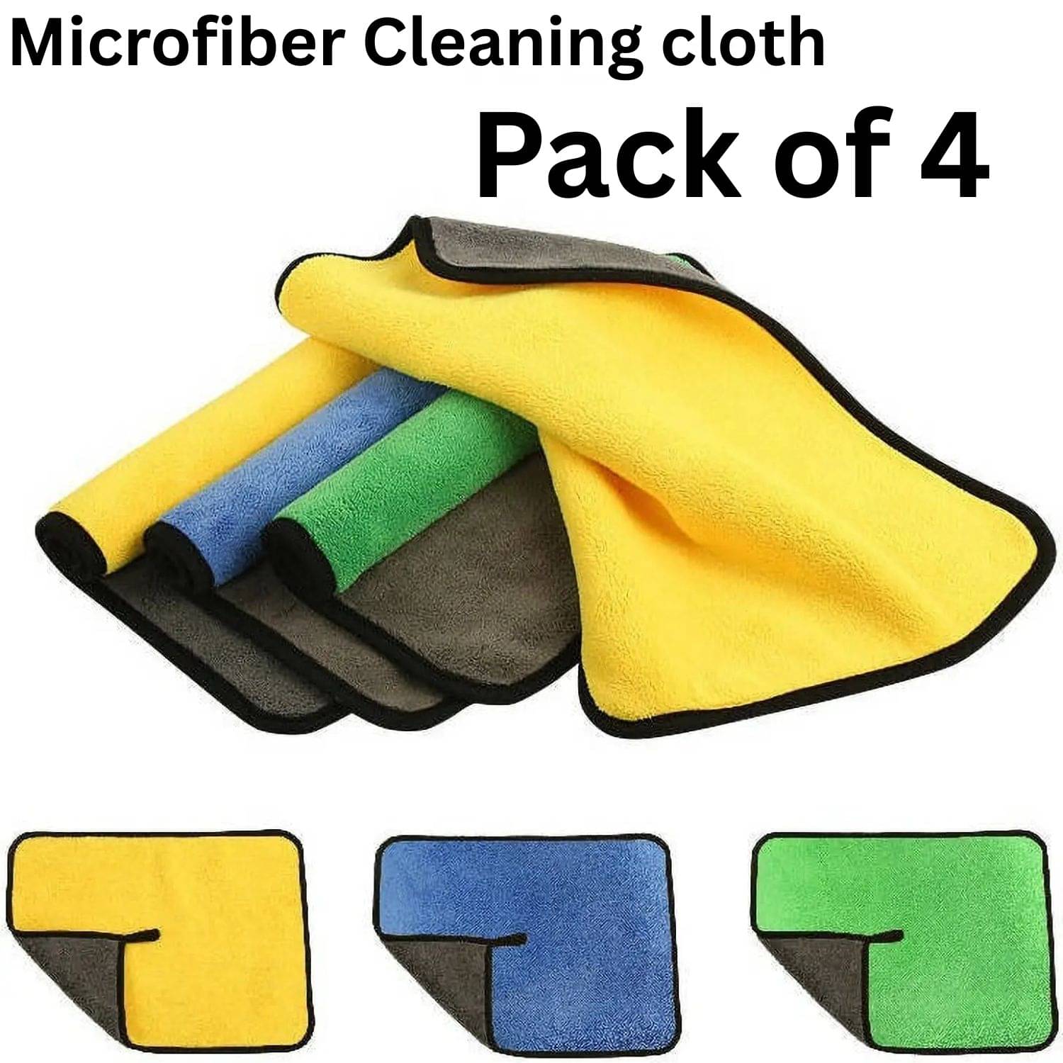    			Microfiber Cloth 800 Gsm - Pack of 3(30X40 cm)-Comes in Random Colours, Multi-Purpose cleaning cloth/Towel, microfiber towels for cars, car cleaning cloth, car washing cloth, drying towel, car towel, car cleaning cloth, glass cleaning cloth