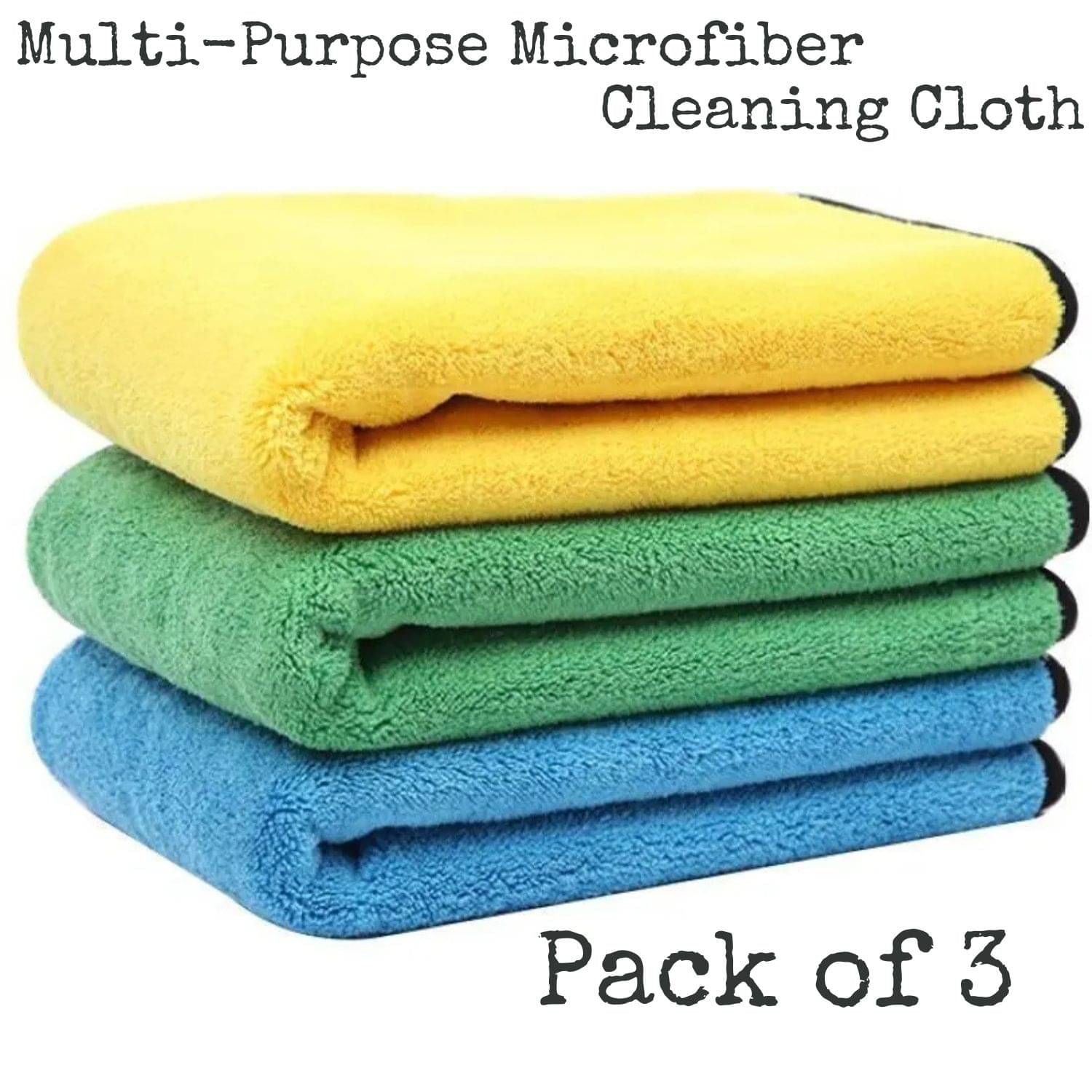     			Microfiber Cloth 800 Gsm - Pack of 3(30X40 cm)-Comes in Random Colours, Multi-Purpose cleaning cloth/Towel, microfiber towels for cars, car cleaning cloth, car washing cloth, drying towel, car towel, car cleaning cloth, glass cleaning cloth