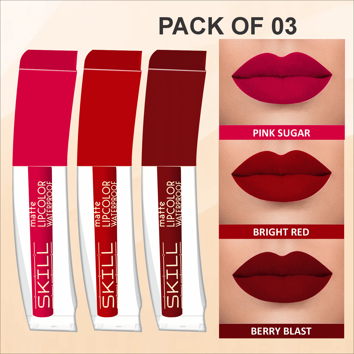 NANDIAYAN Pink,Red,Blood Red Matte Long Lasting Liquid Lipstick ( Pack of 3 ) NANDIAYAN Pink,Red,Blood Red Matte Long Lasting Liquid Lipstick ( Pack of 3 )