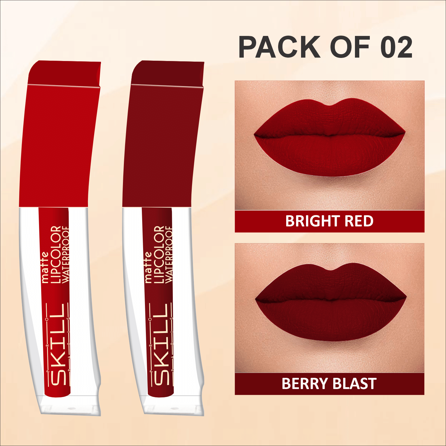     			NANDIAYAN Red,Maroon Matte Long Lasting Liquid Lipstick ( Pack of 2 )