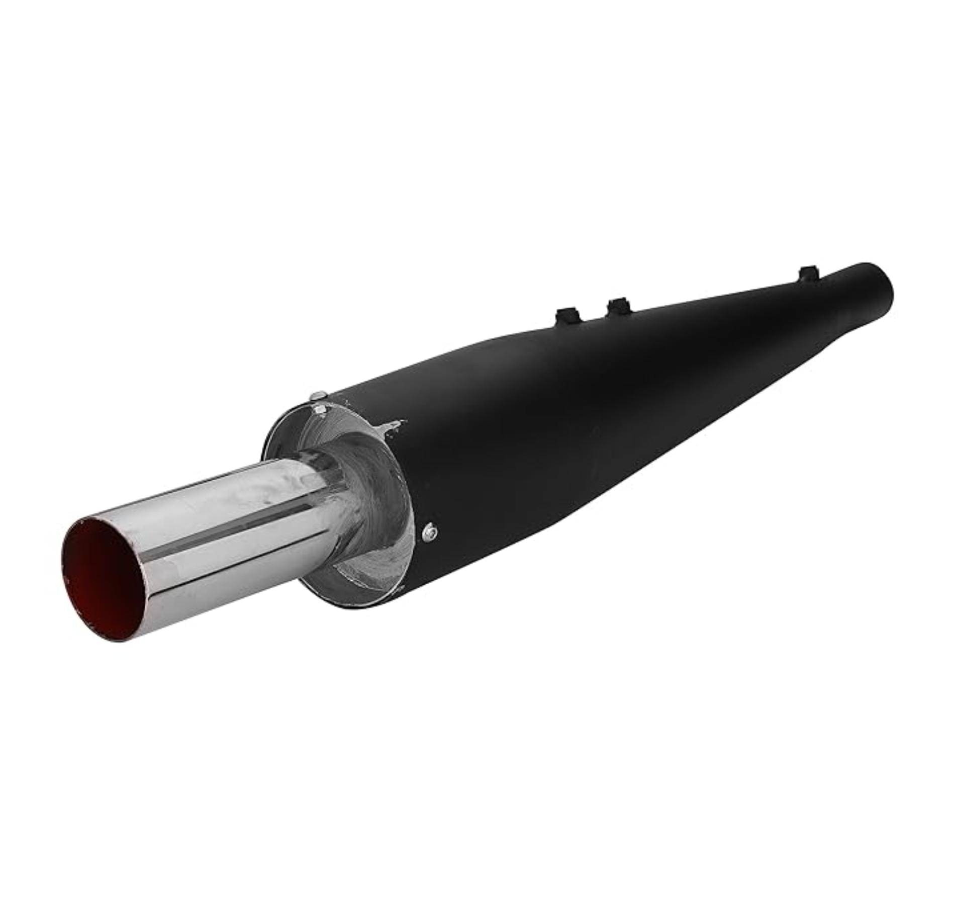 NOISEWAVE Wild Boar / Wildboar silencer Black Front Chrome Exhaust Glasswool Royal Enfield Bullet Deluxe Full Exhaust System (Mild Steel) NOISEWAVE Wild Boar / Wildboar silencer Black Front Chrome Exhaust Glasswool Royal Enfield Bullet Deluxe Full Exhaust System (Mild Steel)