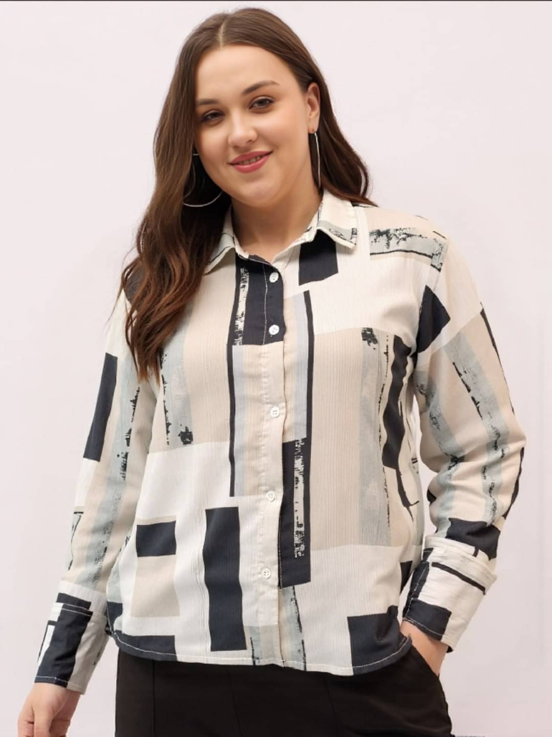     			PLUS PARADISE Women Colorblock Georgette Shirt ( Multi Color )