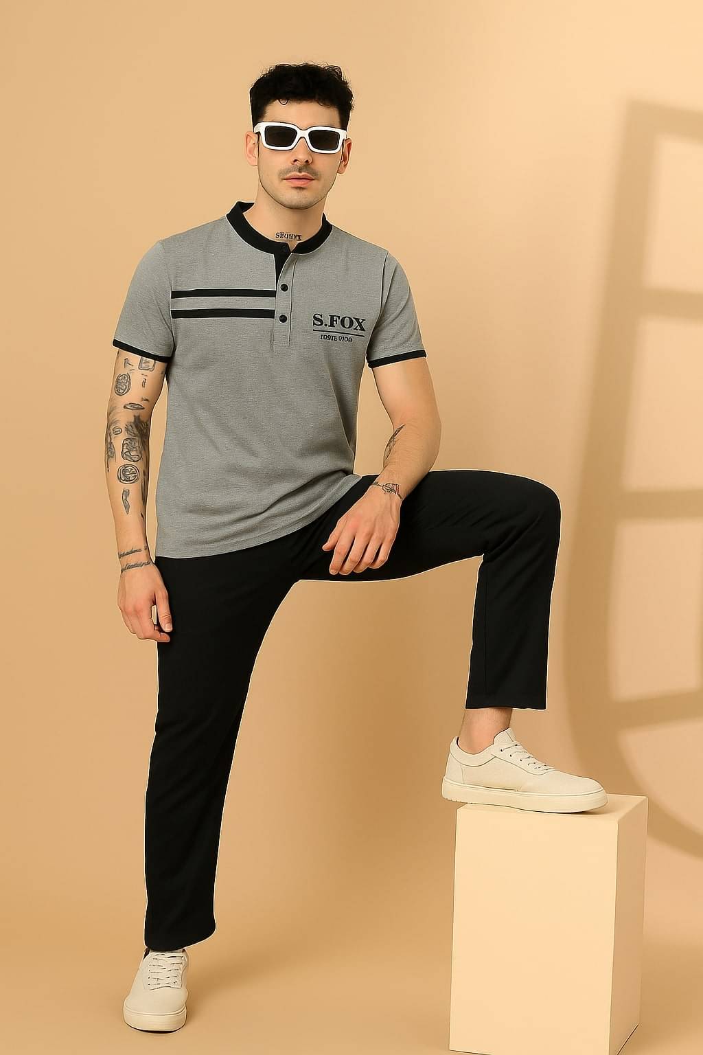 STARFOX Men Cotton Blend Regular Fit Printed T-Shirt ( Grey ) STARFOX Men Cotton Blend Regular Fit Printed T-Shirt ( Grey )