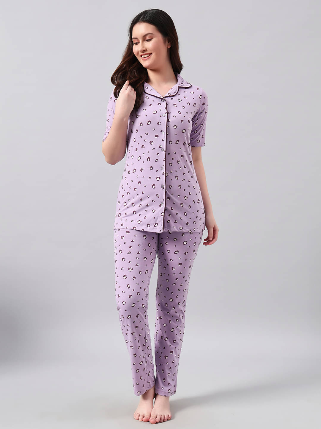Sweet Touch Women Printed Top With Trousers Co-Ord Set ( Lavender ) Sweet Touch Women Printed Top With Trousers Co-Ord Set ( Lavender )