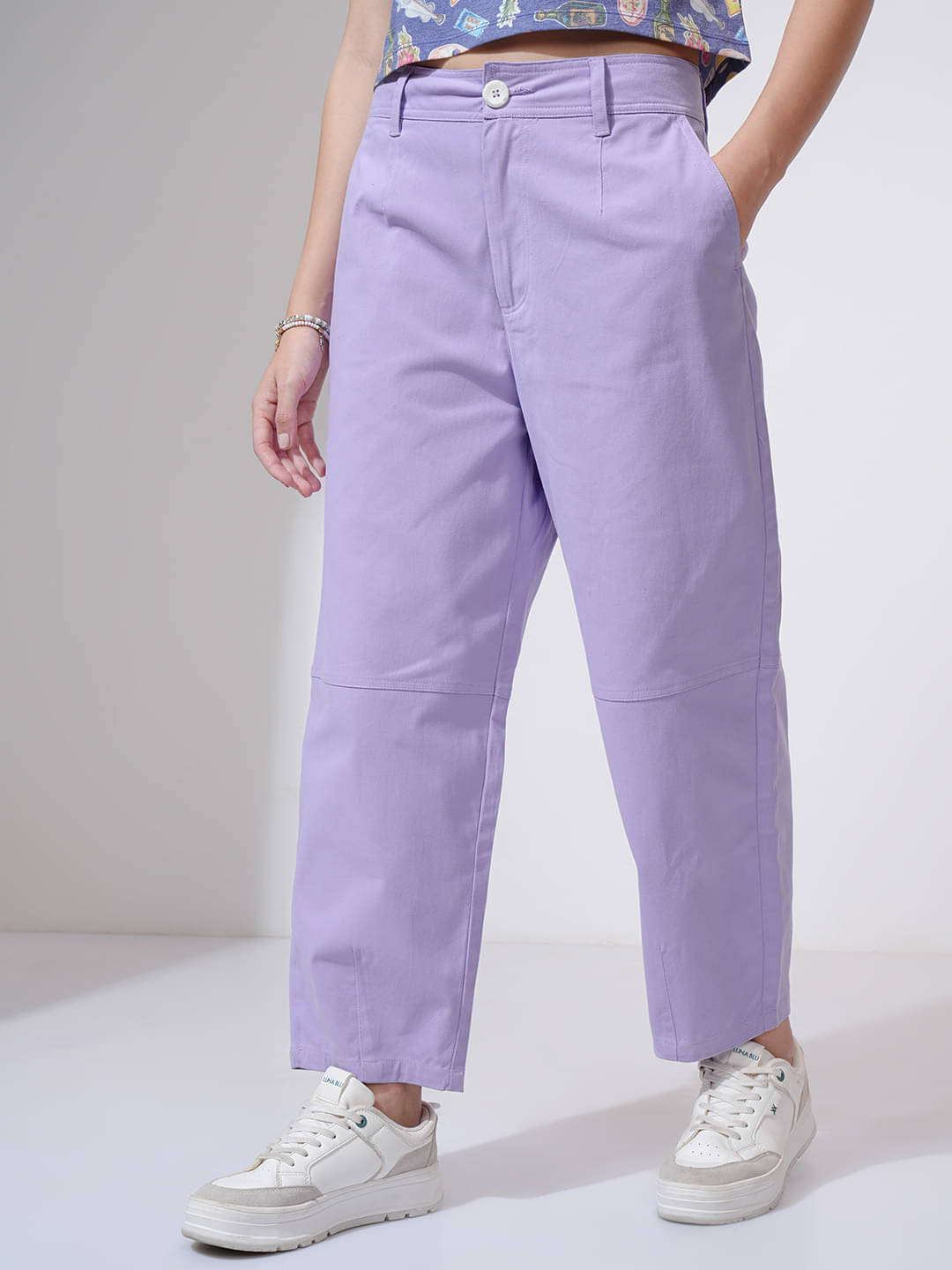     			Tokyo Talkies Women Polyester Casual Trousers ( Purple )