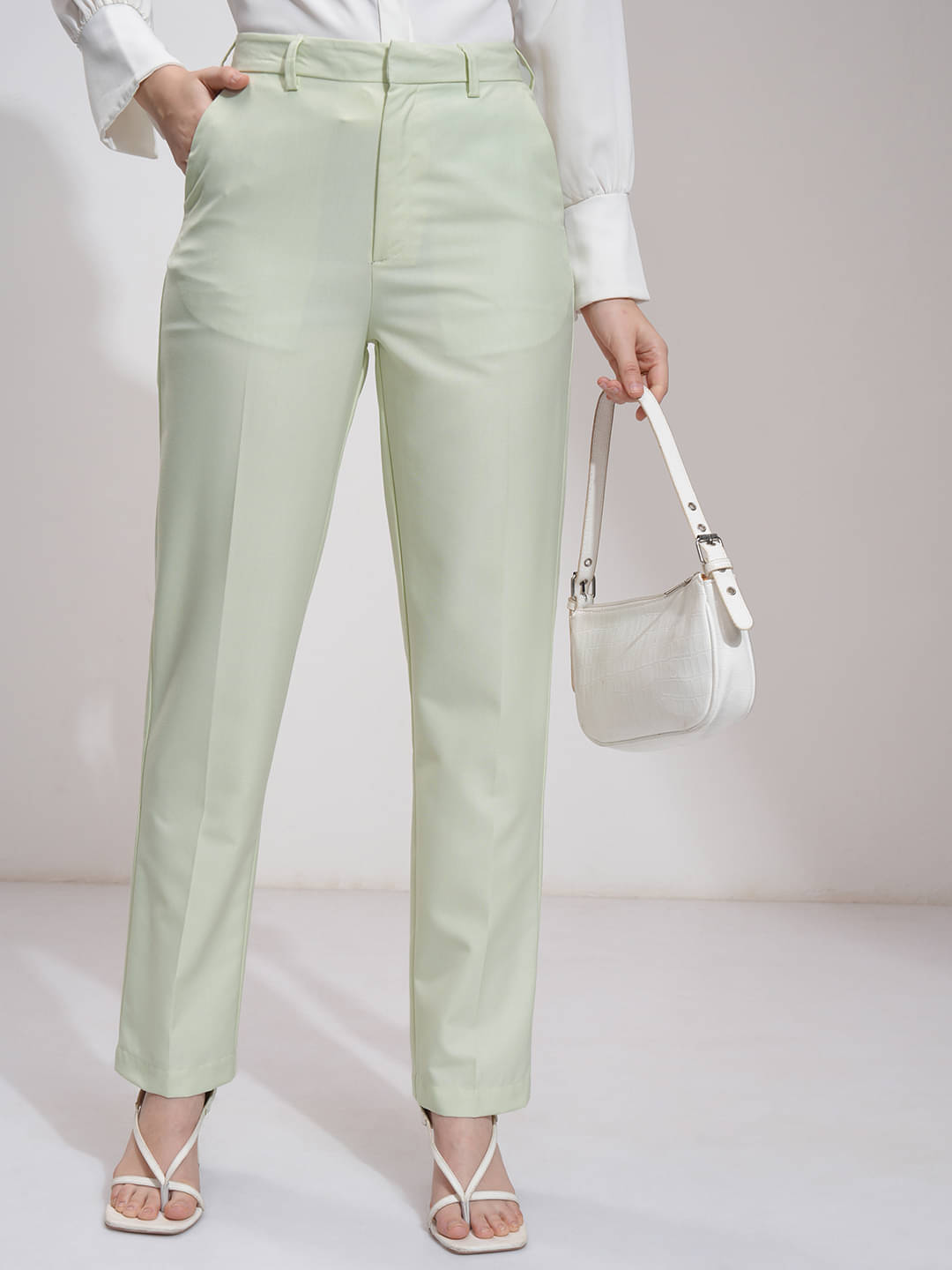     			Tokyo Talkies Women Polyester Formal Trousers ( Green )