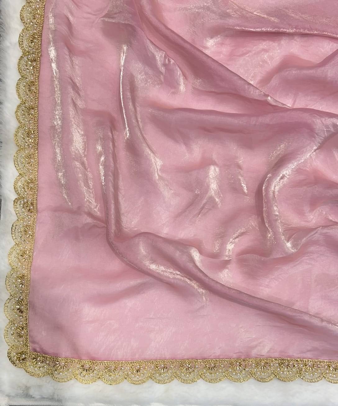     			Trandtide Chiffon Solid Chanderi saree With Unstitched Blouse Piece ( Pink )