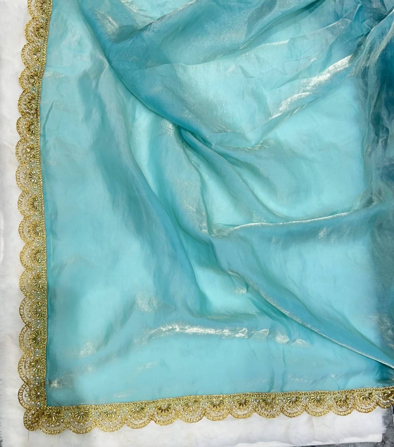 Trandtide Chiffon Solid Chanderi saree With Unstitched Blouse Piece ( Aqua Blue ) Trandtide Chiffon Solid Chanderi saree With Unstitched Blouse Piece ( Aqua Blue )