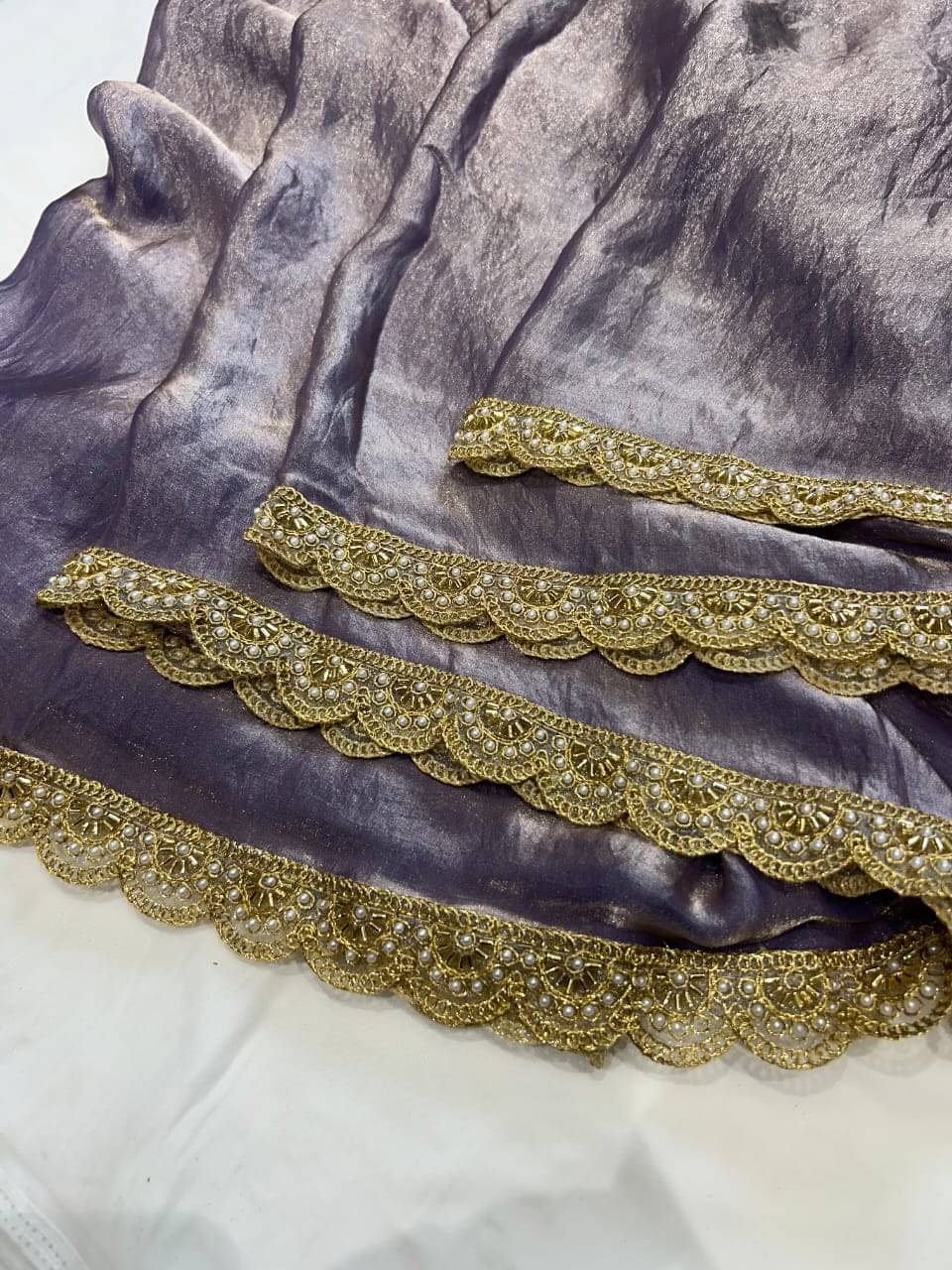 Trandtide Chiffon Solid Chanderi saree With Unstitched Blouse Piece ( Lavender ) Trandtide Chiffon Solid Chanderi saree With Unstitched Blouse Piece ( Lavender )