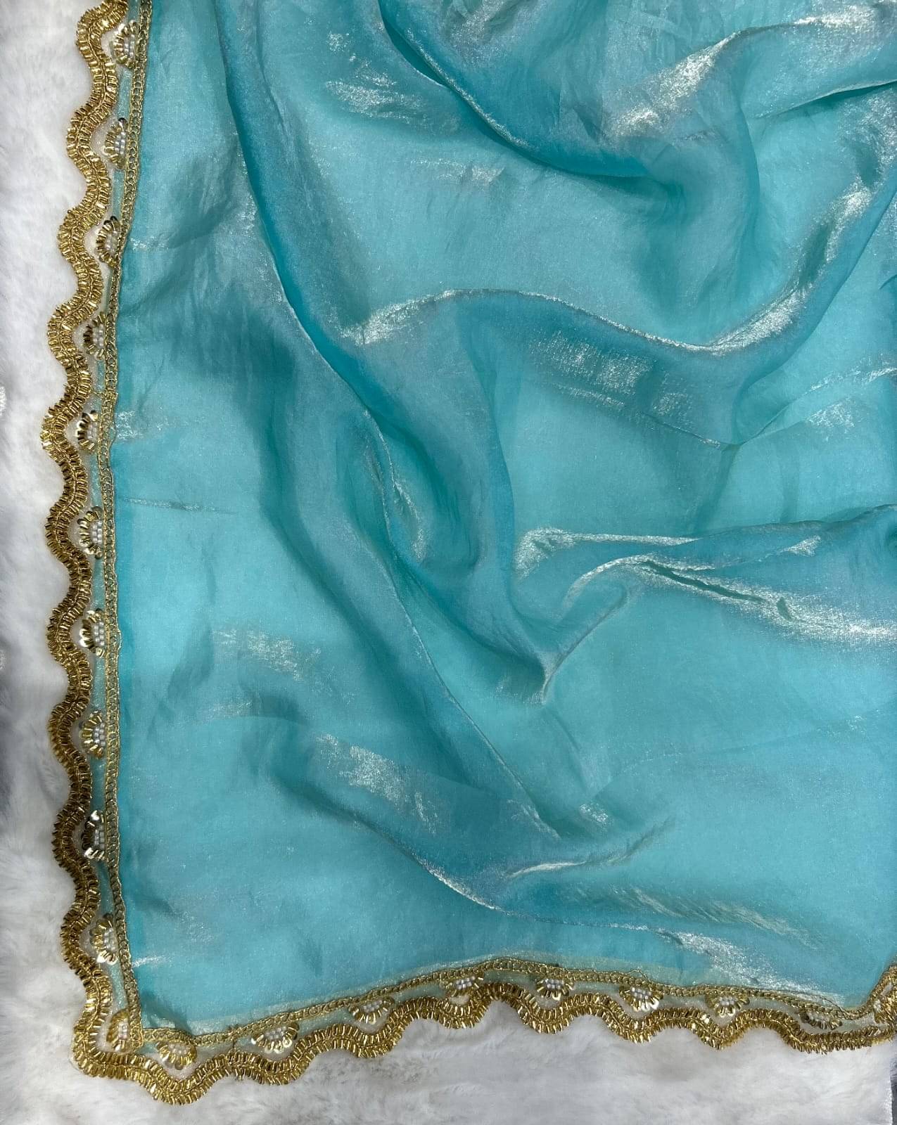 Trandtide Chiffon Solid Chanderi saree With Unstitched Blouse Piece ( Aqua Blue ) Trandtide Chiffon Solid Chanderi saree With Unstitched Blouse Piece ( Aqua Blue )