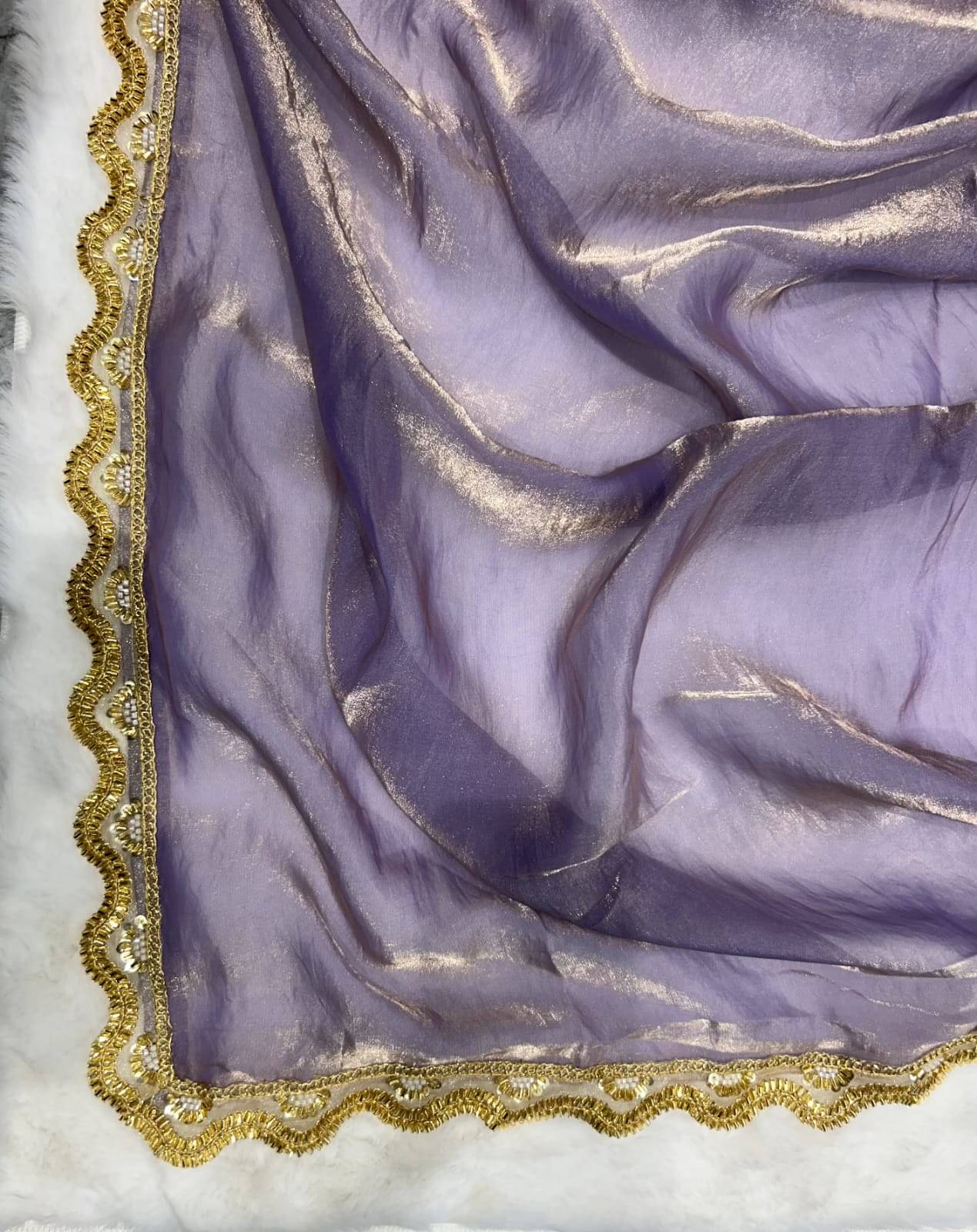 Trandtide Chiffon Solid Chanderi saree With Unstitched Blouse Piece ( Lavender ) Trandtide Chiffon Solid Chanderi saree With Unstitched Blouse Piece ( Lavender )