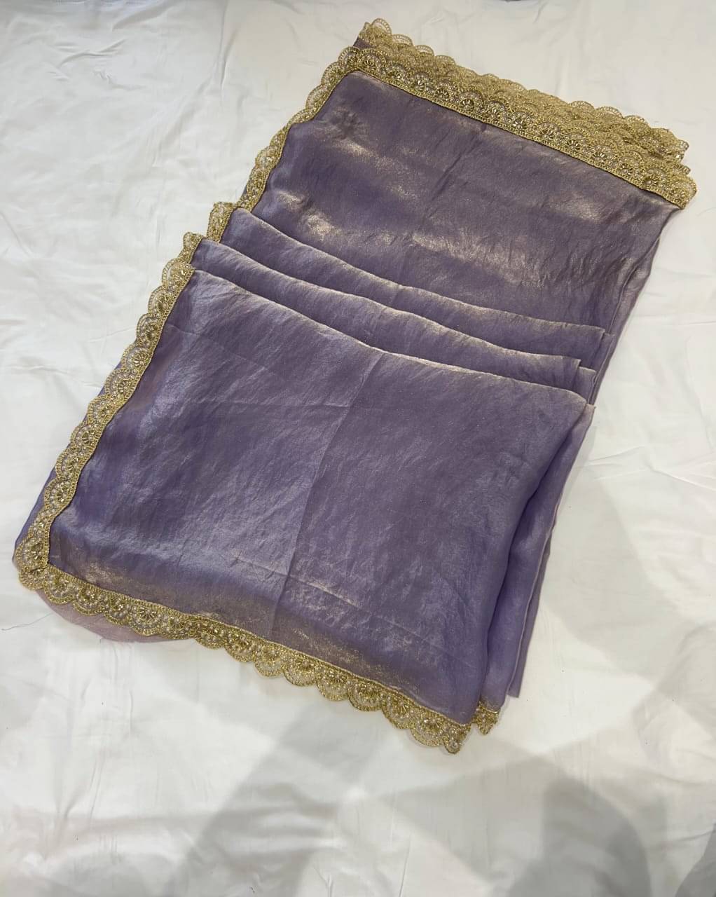 Trandtide Chiffon Solid Chanderi saree With Unstitched Blouse Piece ( Lavender ) Trandtide Chiffon Solid Chanderi saree With Unstitched Blouse Piece ( Lavender )