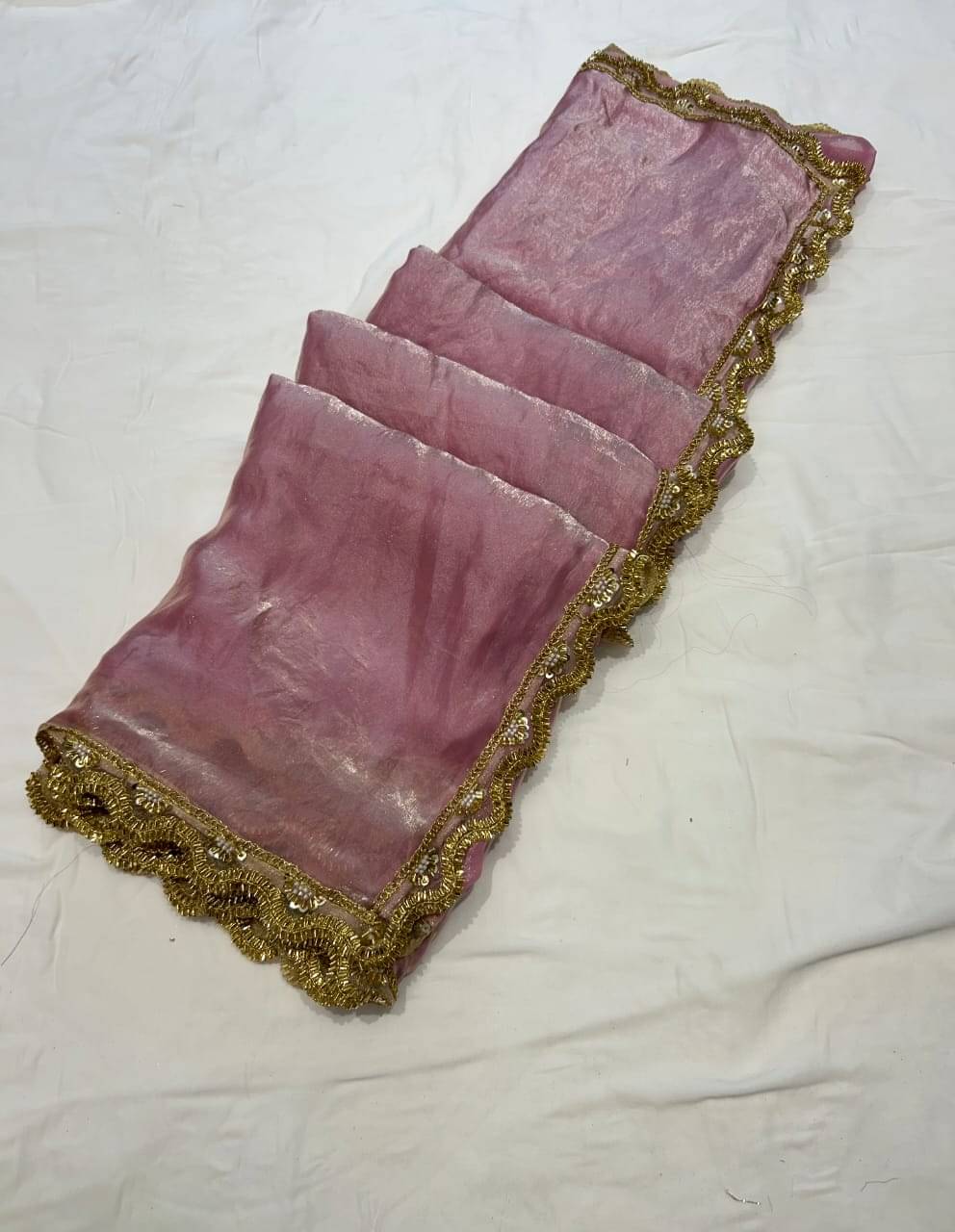     			Trandtide Chiffon Solid Chanderi saree With Unstitched Blouse Piece ( Pink )