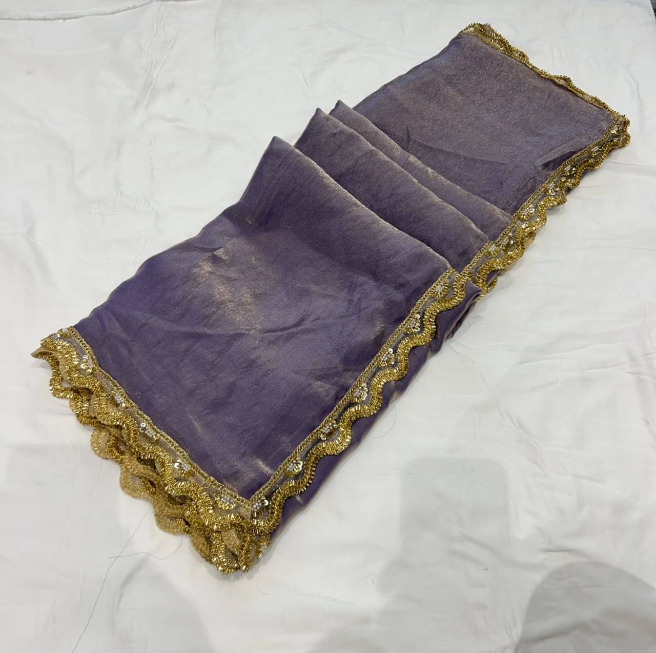 Trandtide Chiffon Solid Chanderi saree With Unstitched Blouse Piece ( Lavender ) Trandtide Chiffon Solid Chanderi saree With Unstitched Blouse Piece ( Lavender )
