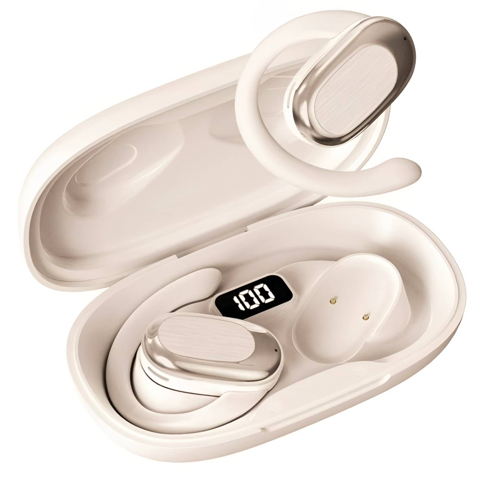     			VERONIC S300 OWS Open Ear Wireless Earbuds with Display, ENC Mic for Crystal-Clear Calls, 60hr Playtime with Type-C Fast Charging, BT5.4 Gaming Bluetooth Earphones, Touch Control Sports Headphone.