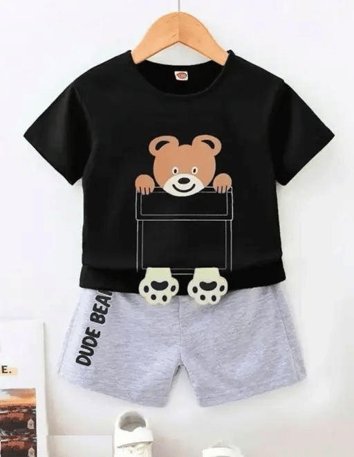 WESEVEN Pack of 1 Unisex Cotton Blend T-Shirt & Shorts Set ( Black ) WESEVEN Pack of 1 Unisex Cotton Blend T-Shirt & Shorts Set ( Black )