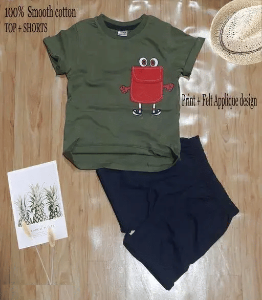 WESEVEN Pack of 1 Unisex Cotton Blend T-Shirt & Shorts Set ( Olive ) WESEVEN Pack of 1 Unisex Cotton Blend T-Shirt & Shorts Set ( Olive )
