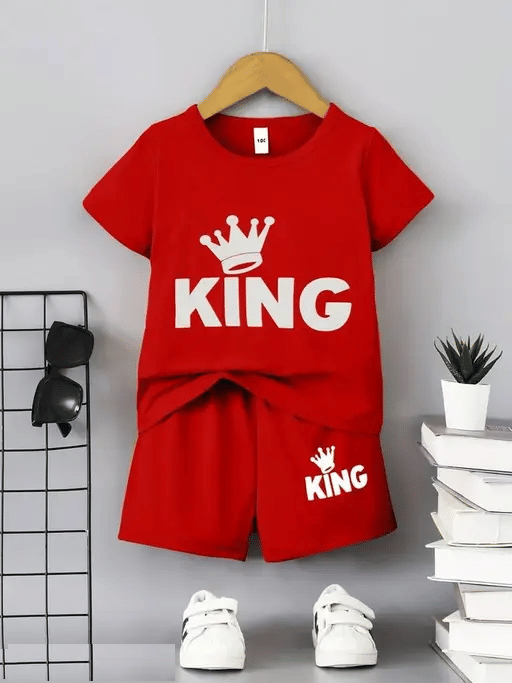 WESEVEN Pack of 1 Unisex Cotton Blend T-Shirt & Shorts Set ( Red ) WESEVEN Pack of 1 Unisex Cotton Blend T-Shirt & Shorts Set ( Red )