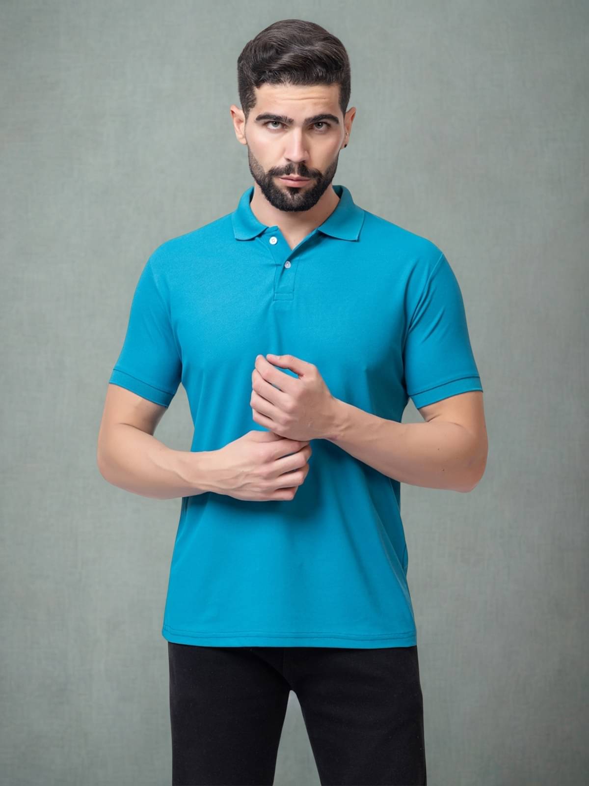 ZEFFORA Men Polyester Regular Fit Solid Polo T Shirt ( Teal Blue ) ZEFFORA Men Polyester Regular Fit Solid Polo T Shirt ( Teal Blue )