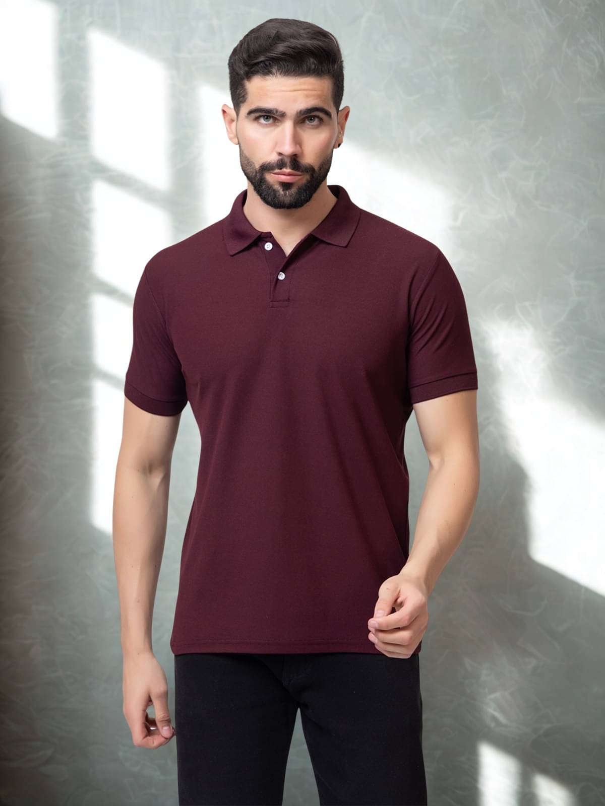 ZEFFORA Men Polyester Regular Fit Solid Polo T Shirt ( Wine ) ZEFFORA Men Polyester Regular Fit Solid Polo T Shirt ( Wine )