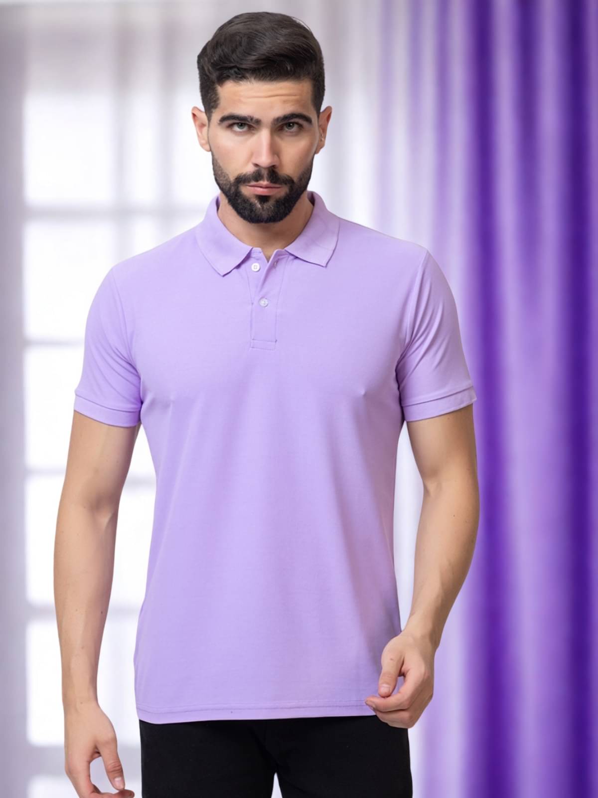 ZEFFORA Men Polyester Regular Fit Solid Polo T Shirt ( Lavender ) ZEFFORA Men Polyester Regular Fit Solid Polo T Shirt ( Lavender )