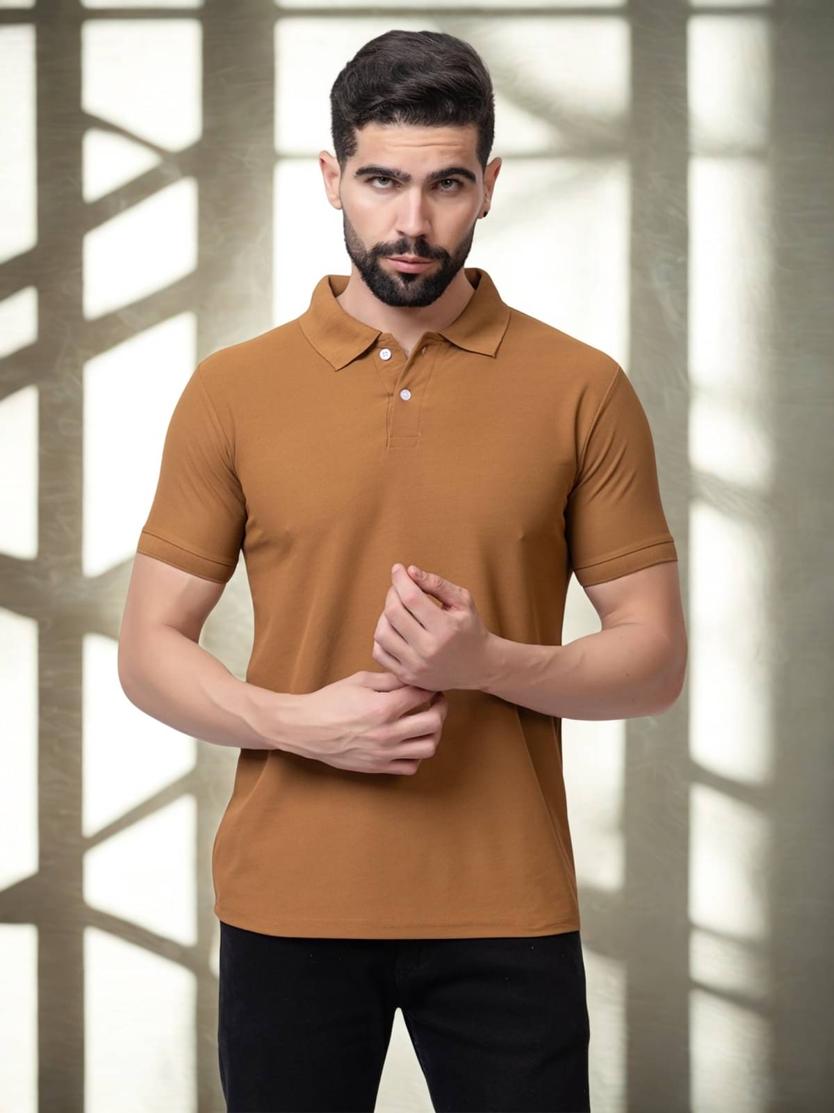 ZEFFORA Men Polyester Regular Fit Solid Polo T Shirt ( Camel ) ZEFFORA Men Polyester Regular Fit Solid Polo T Shirt ( Camel )