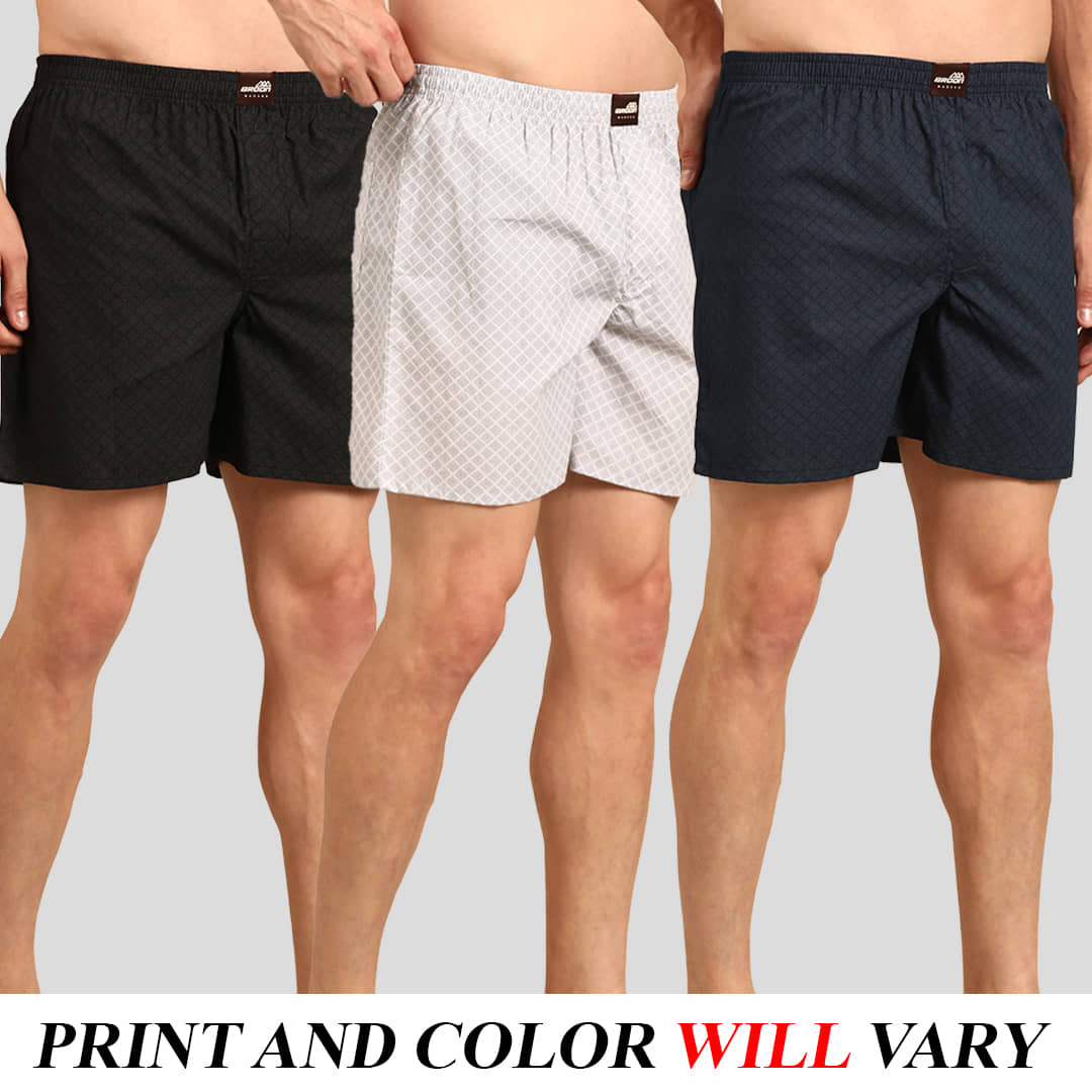 broon Pack of 3 Cotton Boxers For Men's ( Multi )