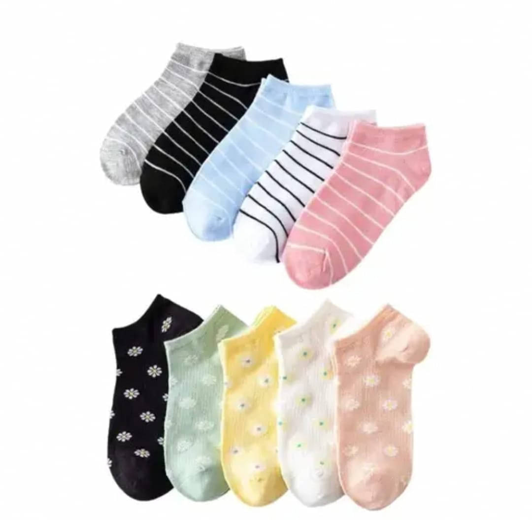 finzer Pack of 10 Women's Cotton Ankle Length Socks ( Multicolor ) finzer Pack of 10 Women's Cotton Ankle Length Socks ( Multicolor )
