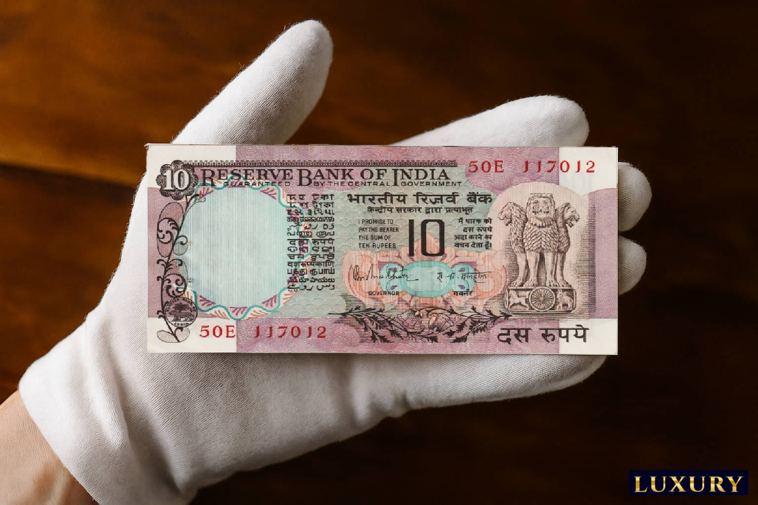    			3 Peacock 10 Rupees, old India very rare Beautiful Fancy Blue Note