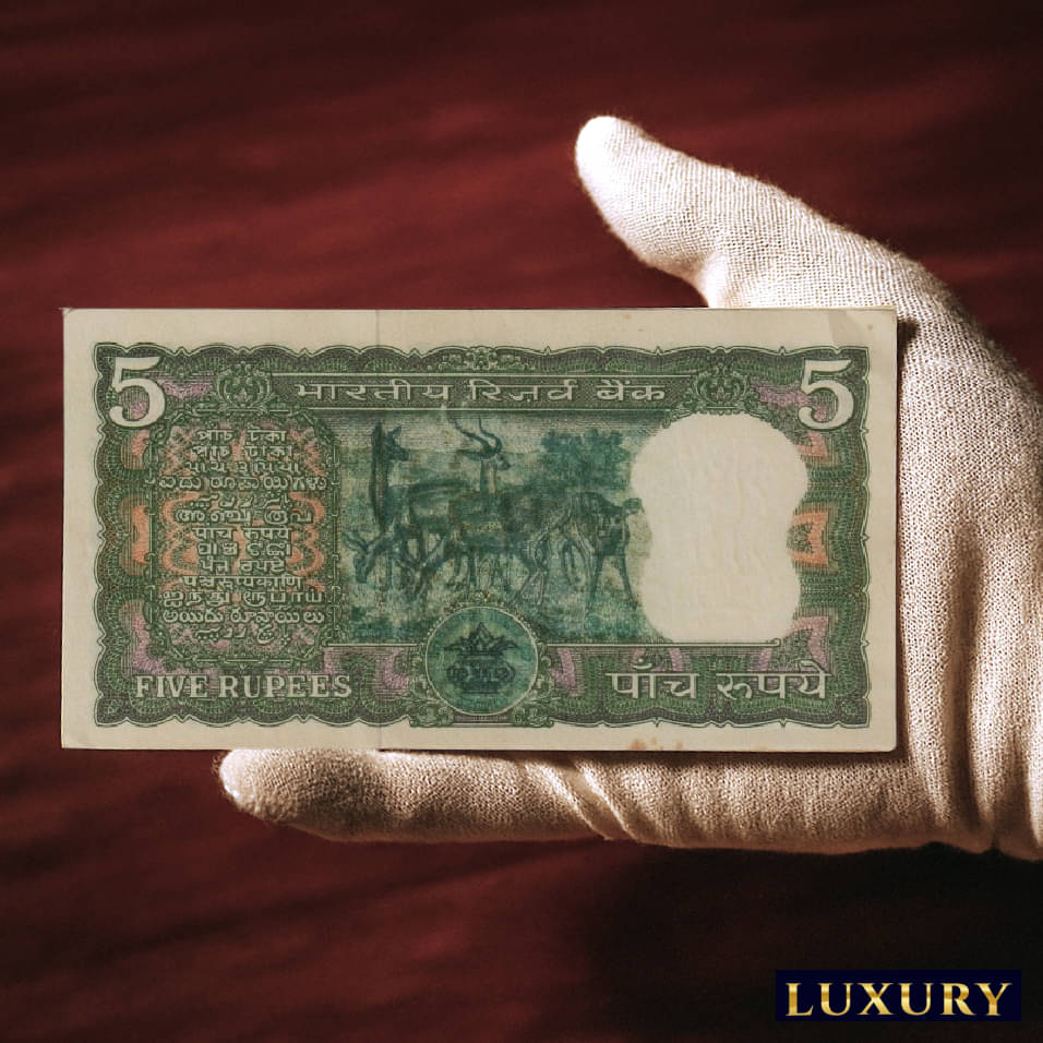 5 Deer/Hiran 5 Rupees, old India very rare Green Beautiful Fancy Blue Note 5 Deer/Hiran 5 Rupees, old India very rare Green Beautiful Fancy Blue Note