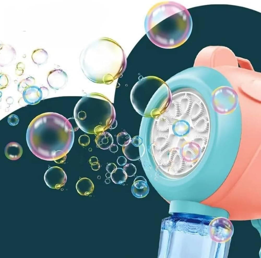     			Automatic Bubble Gun Machine Orange Bubble Shooter with Solution Safe, Leakproof, Battery-Powered | Outdoor and Indoor Party Toy | Ideal Gift for Boys and Girls