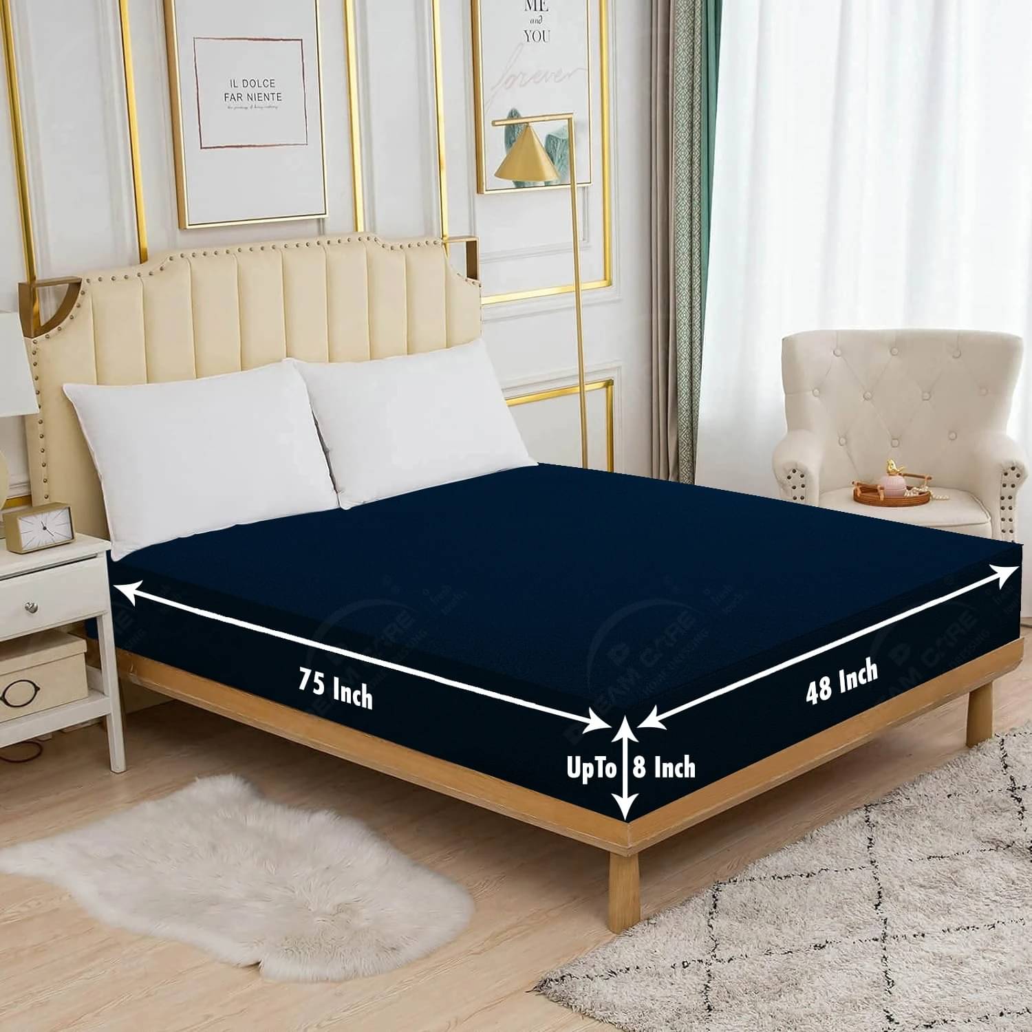 Dream Care Blue Cotton Mattress Cover Dream Care Blue Cotton Mattress Cover