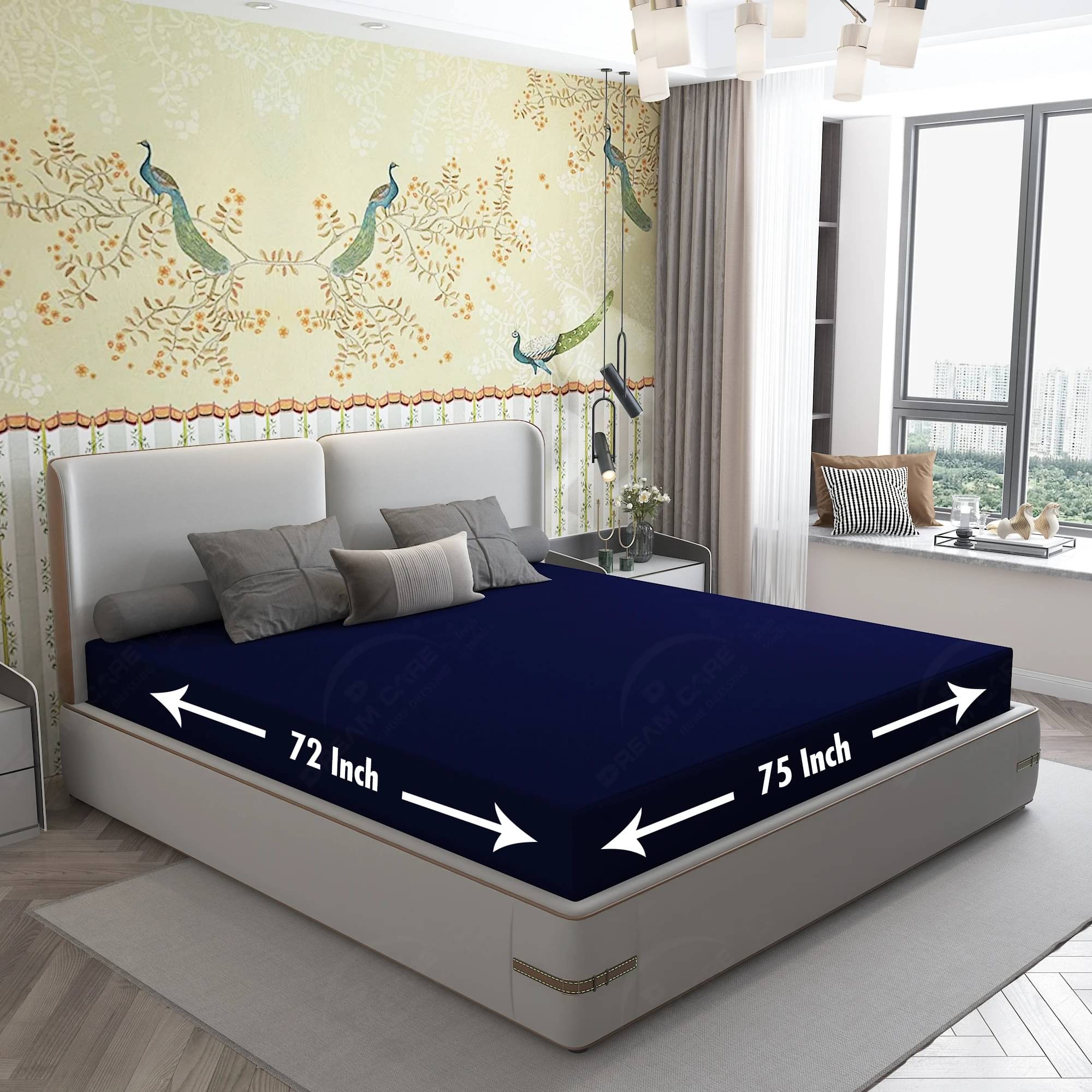 Dream Care Blue Cotton Mattress Cover Dream Care Blue Cotton Mattress Cover