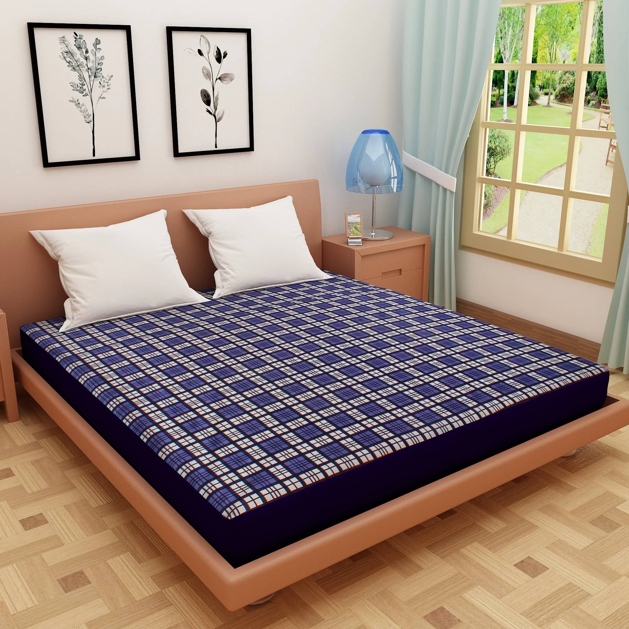     			Dream Care Blue Cotton Mattress Cover