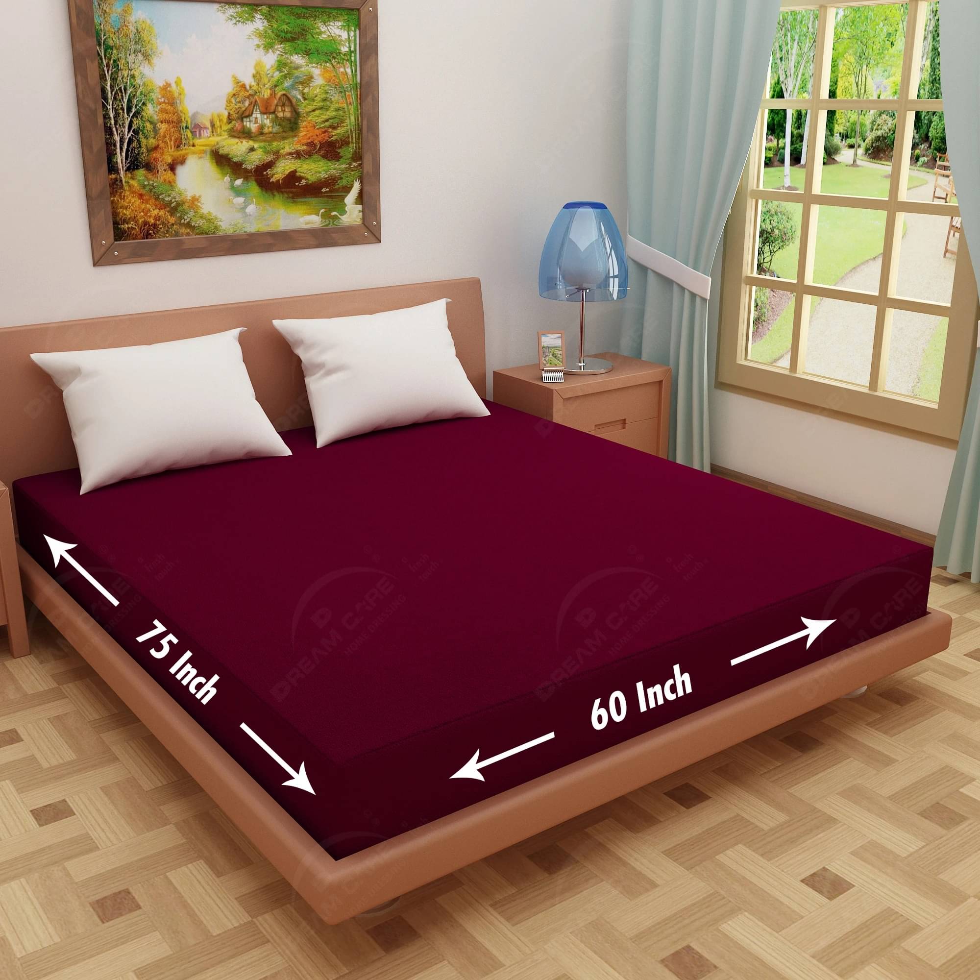 Dream Care Maroon Cotton Mattress Cover Dream Care Maroon Cotton Mattress Cover