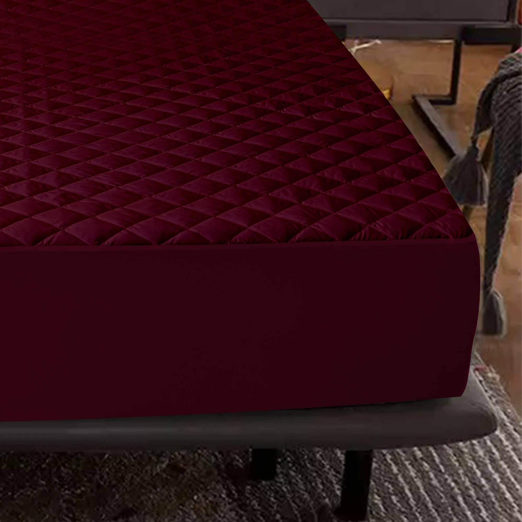 Dream Care Maroon Cotton Mattress Cover     			Dream Care Maroon Cotton Mattress Cover