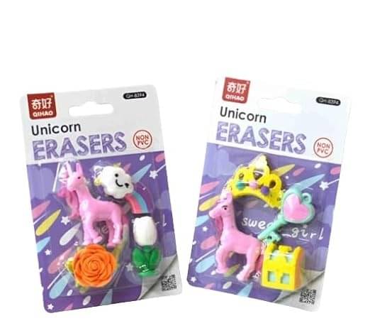 Freedy (4 in 1)3D Unicorn Design Rubber Pencil Erasers Gift combo for Girls pack of 2 Non-Toxic Eraser (Set of 1, Multicolor) Freedy (4 in 1)3D Unicorn Design Rubber Pencil Erasers Gift combo for Girls pack of 2 Non-Toxic Eraser (Set of 1, Multicolor)