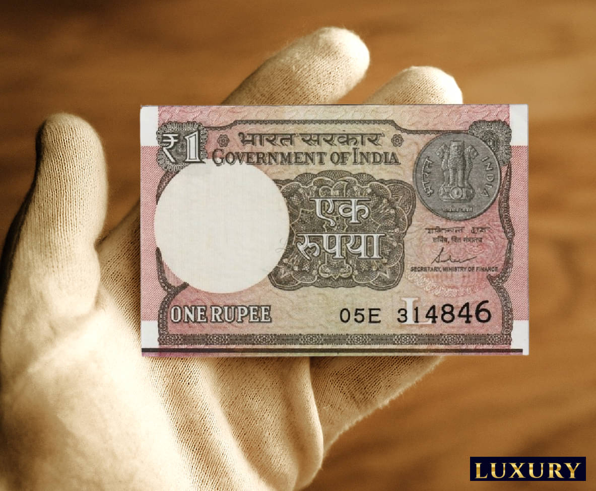     			Line Error Rare 1 Rupee, Unique old India Very Beautiful Pink Note