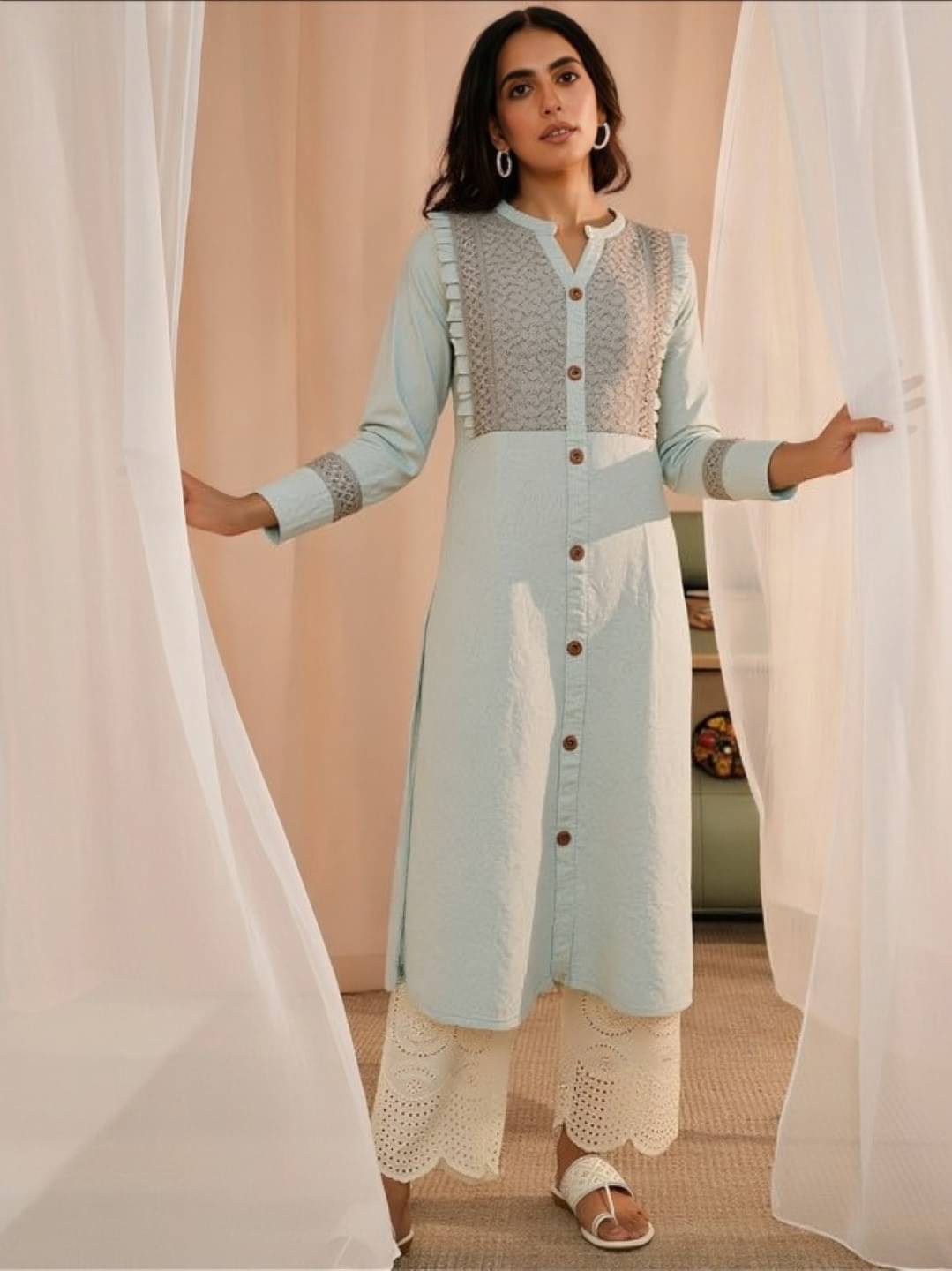 PLUS PARADISE Women Rayon Embroidered Straight Kurti ( Light Grey ) PLUS PARADISE Women Rayon Embroidered Straight Kurti ( Light Grey )