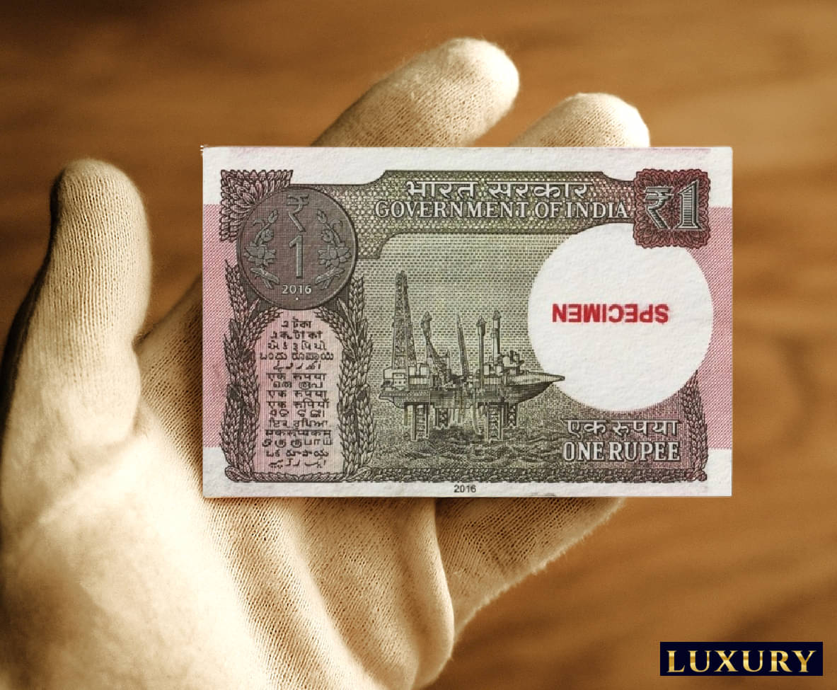     			Rare  *SPECIMEN* 000000 Series 1 Rupee, Unique old India Very Beautiful Pink Note