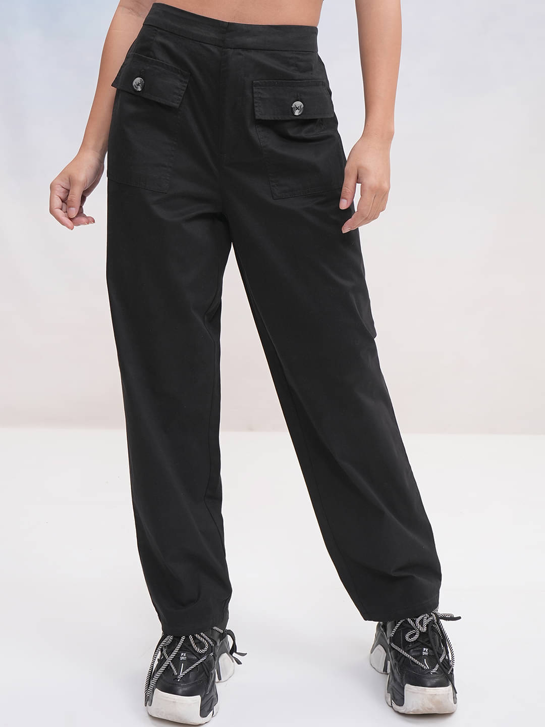     			Tokyo Talkies Women Cotton Casual Trousers ( Black )