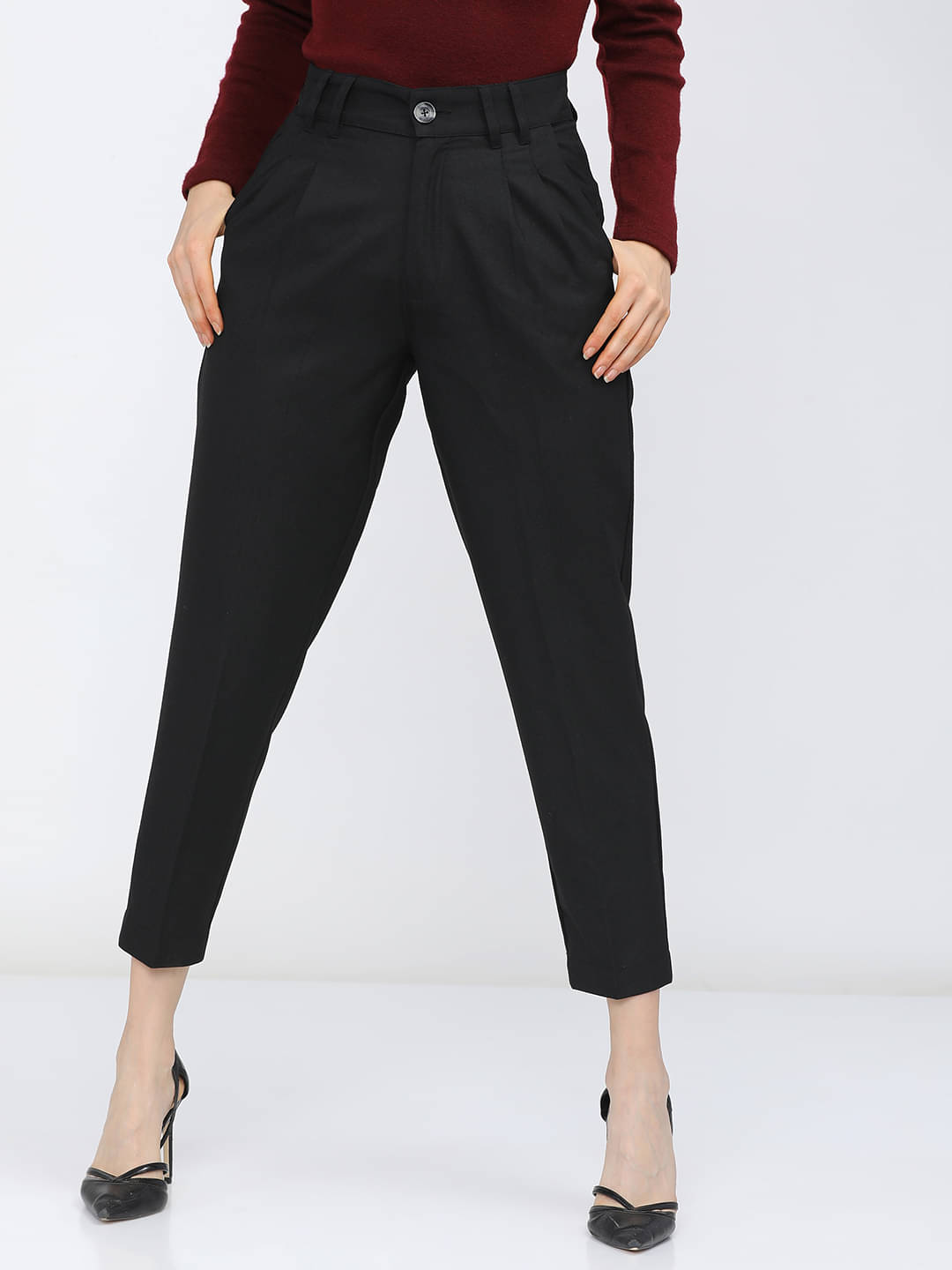     			Tokyo Talkies Women Polyester Casual Trousers ( Black )
