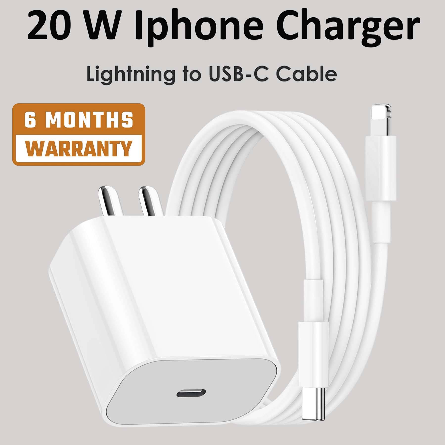     			20 Watt I-phonee Fast Charger Supports Fast Charge with Type C to Lightening Cable, Fast Charging Mobile Charger for I-phonee & IOS Devices