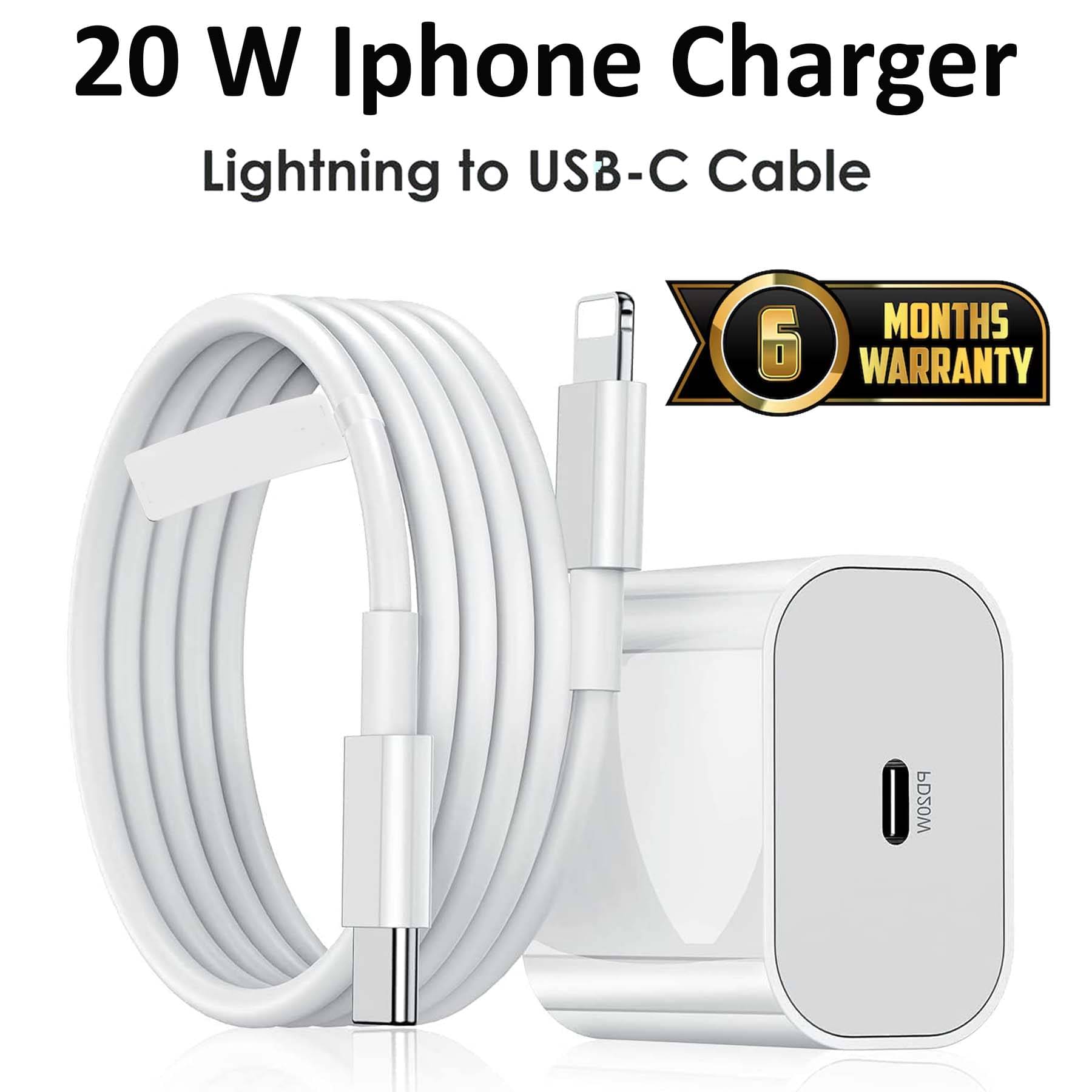     			20 Watt I-phonee Fast Charger Supports Fast Charge with Type C to Lightening Cable, Fast Charging Mobile Charger for I-phonee & IOS Devices